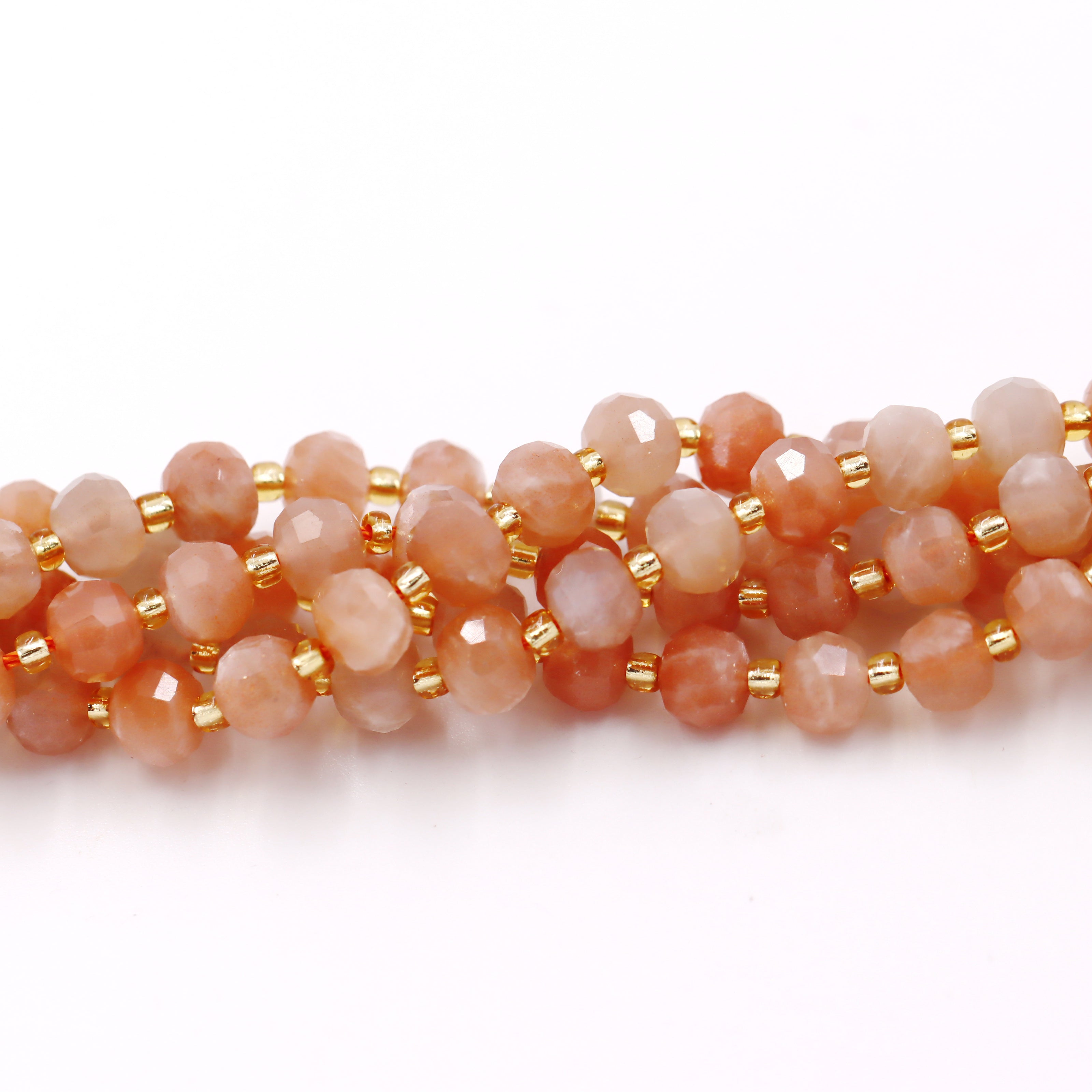 Malahill faceted rondelle gemstone for jewelry making, sold per bag 5 strands inside, Orange Moonstone beads