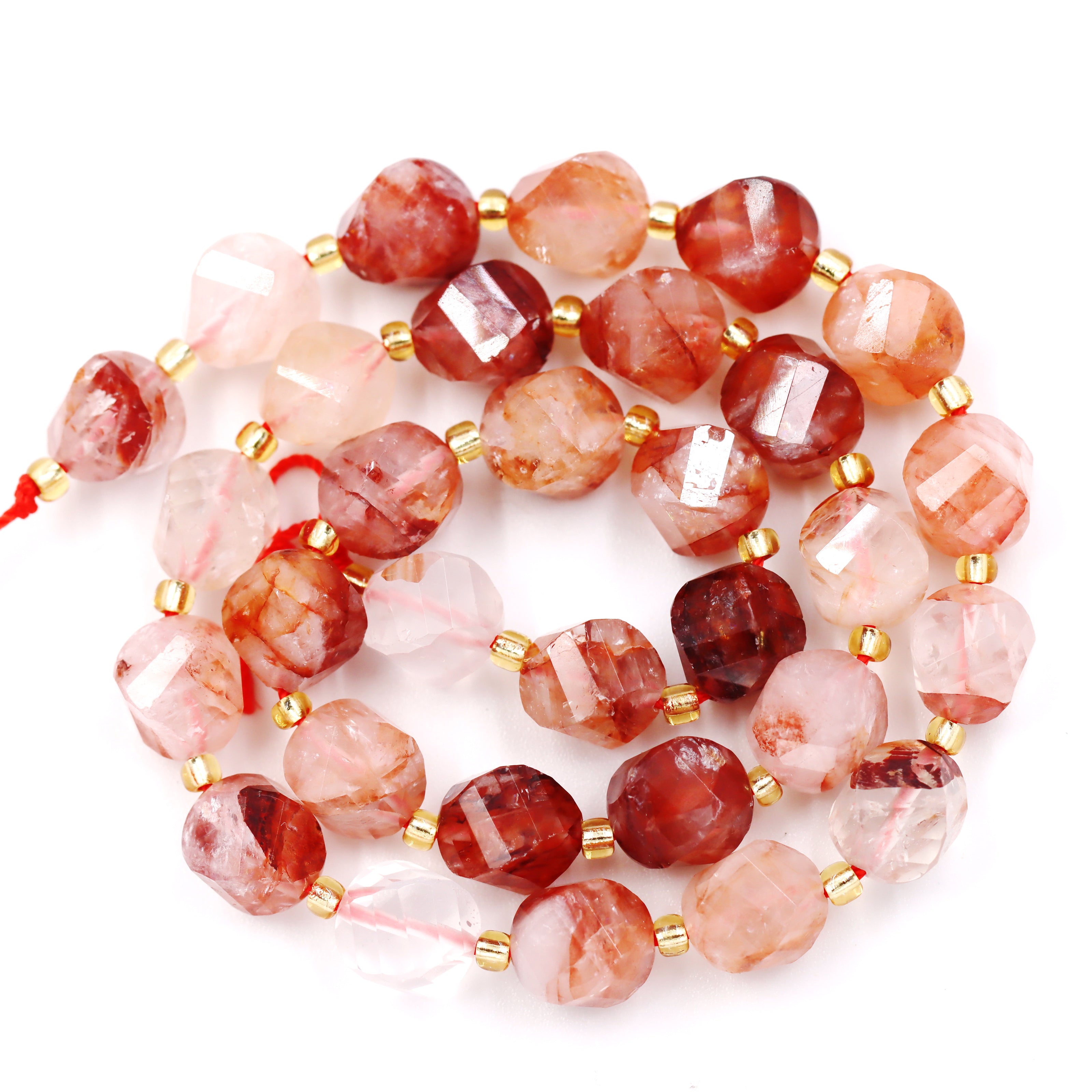 Malahill faceted S shape stone beads for jewelry making, sold per bag 5 strands inside, Sakura Carnelian beads