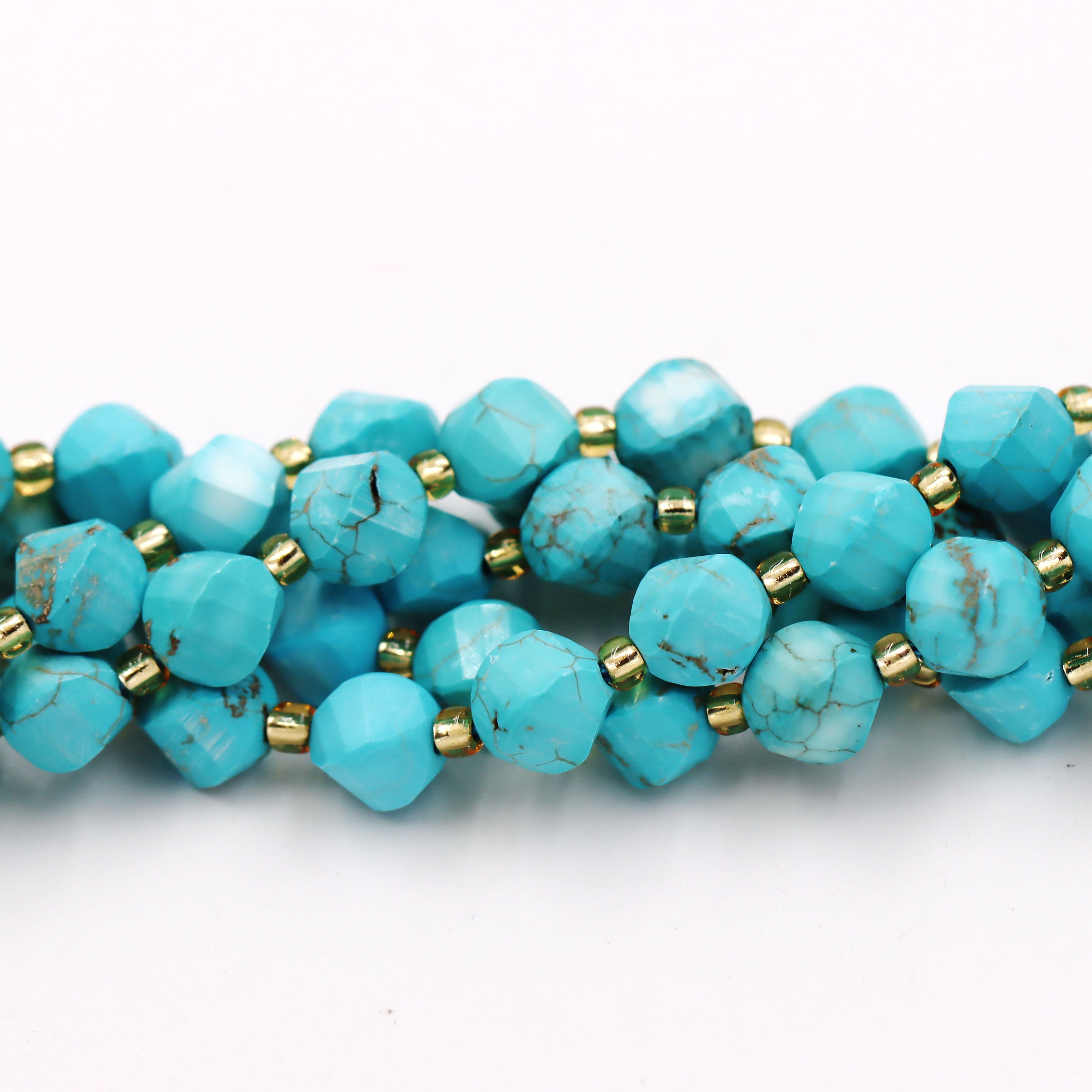 Malahill faceted S shape stone beads for jewelry making, sold per bag 5 strands inside, Blue Howlite Turquoise beads