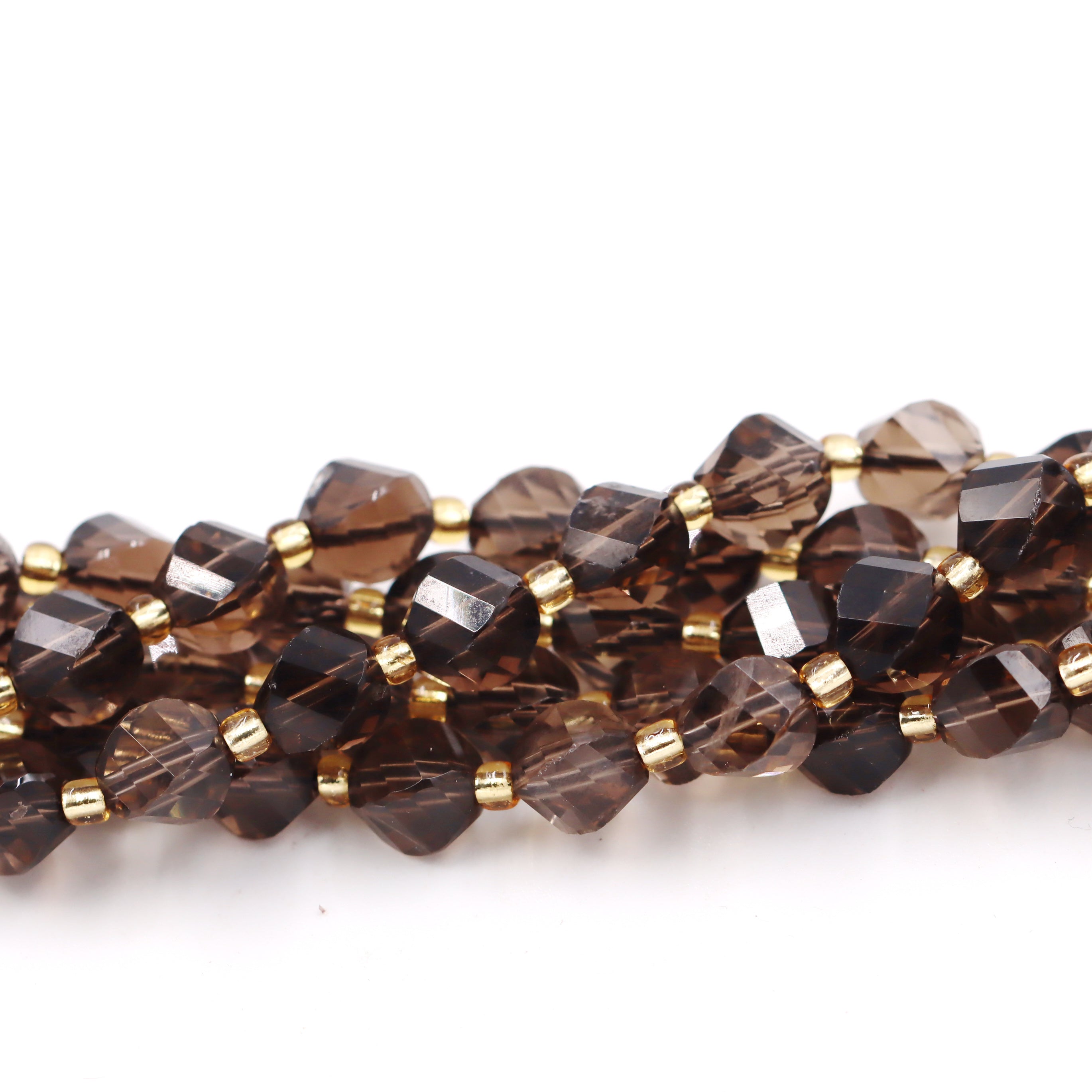 Malahill faceted S shape stone beads for jewelry making, sold per bag 5 strands inside, Smoky Quartz beads