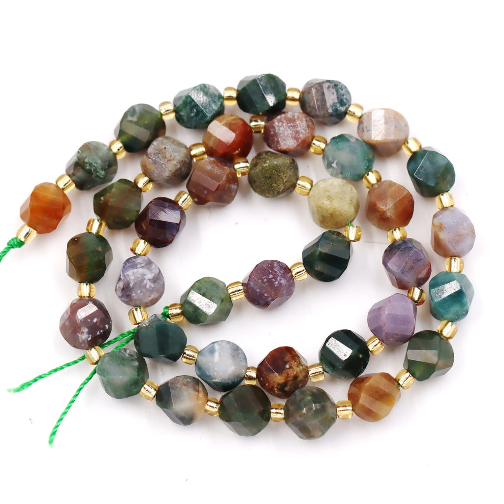 Malahill faceted S shape stone beads for jewelry making, sold per bag 5 strands inside, Indian Agate beads