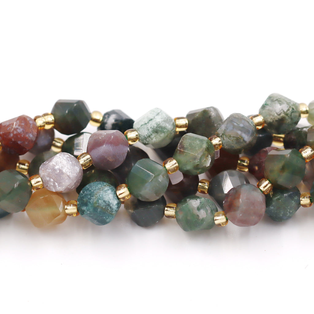 Malahill faceted S shape stone beads for jewelry making, sold per bag 5 strands inside, Indian Agate beads