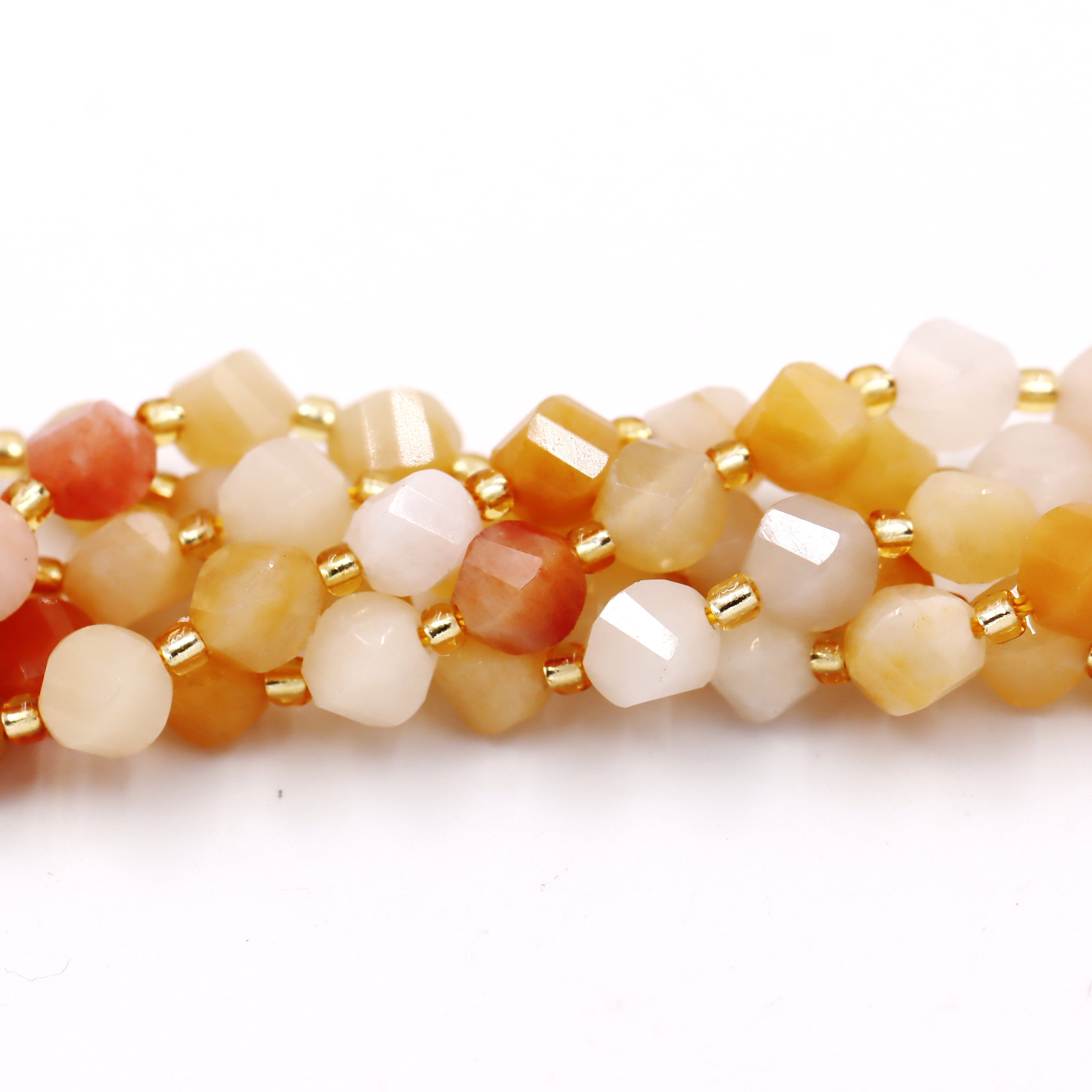Malahill faceted S shape stone beads for jewelry making, sold per bag 5 strands inside, Golden Jade beads