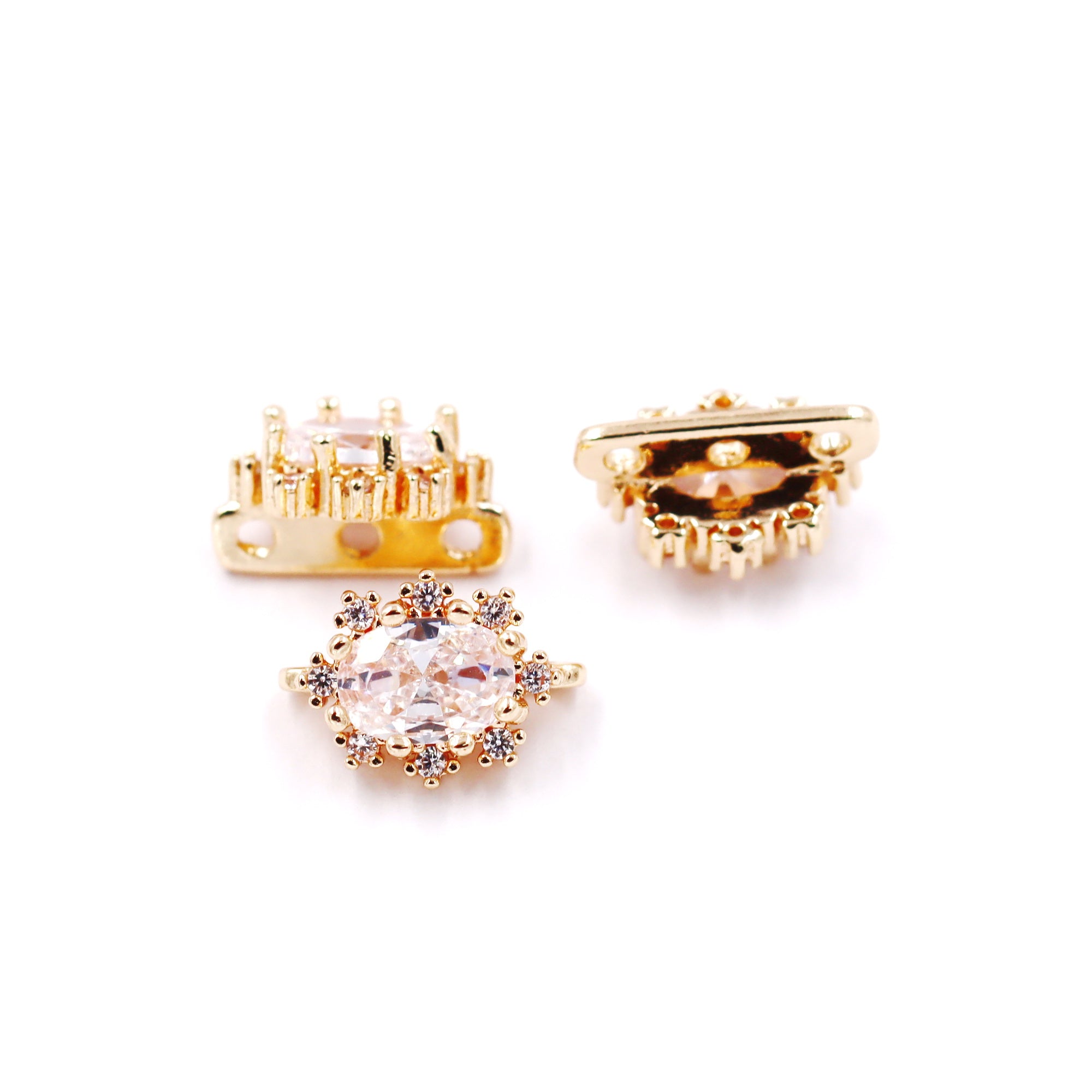 Malahill excellent quality cubic zirconia paved brass spacer beads for jewelry making, sold per box 10 pieces inside