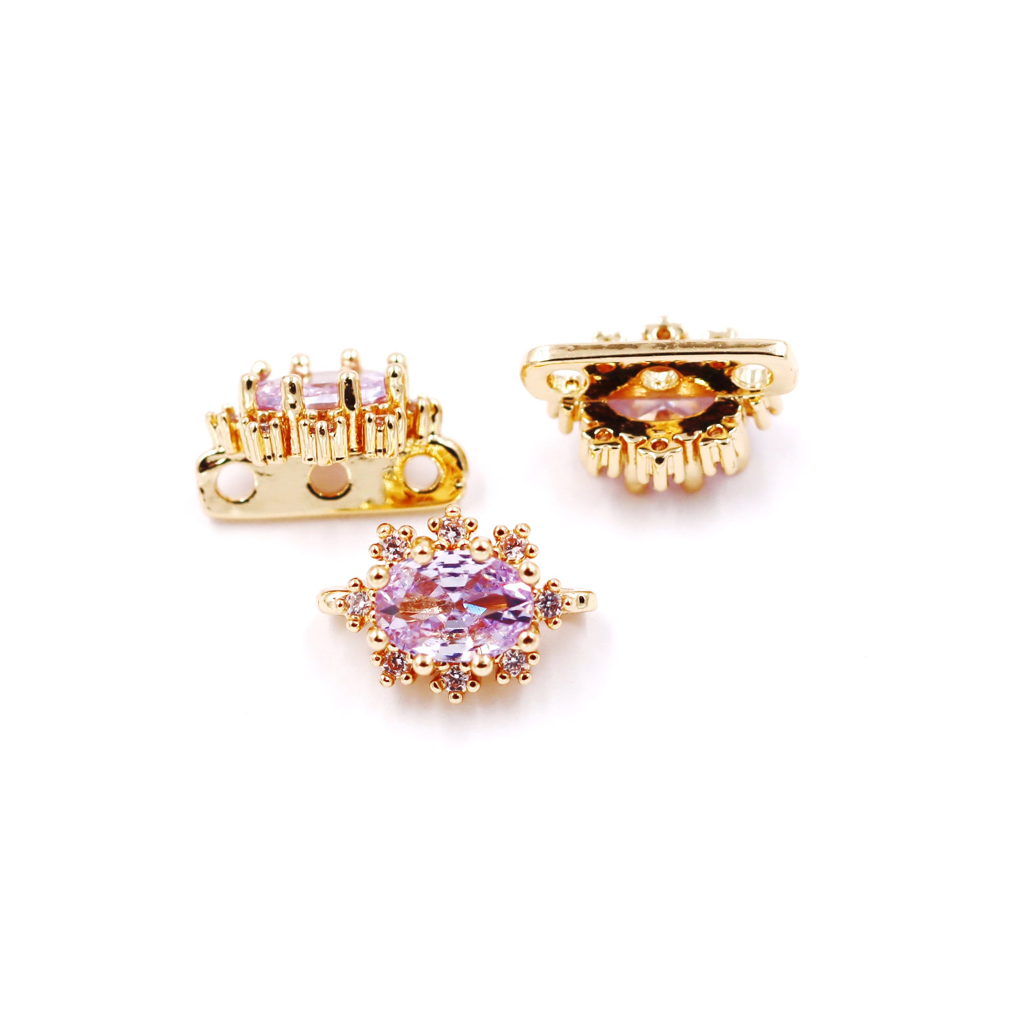 Malahill excellent quality cubic zirconia paved brass spacer beads for jewelry making, sold per box 10 pieces inside