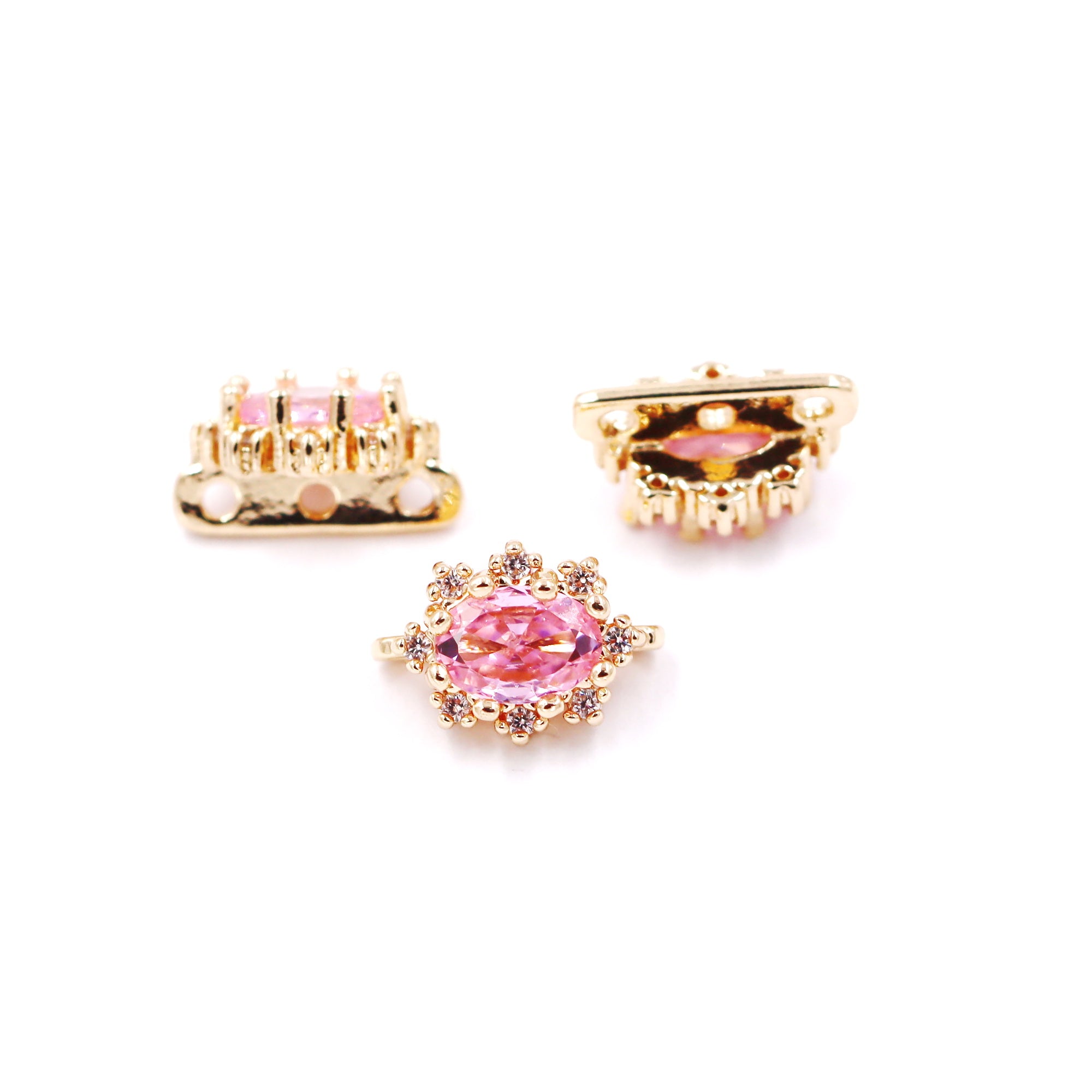 Malahill excellent quality cubic zirconia paved brass spacer beads for jewelry making, sold per box 10 pieces inside