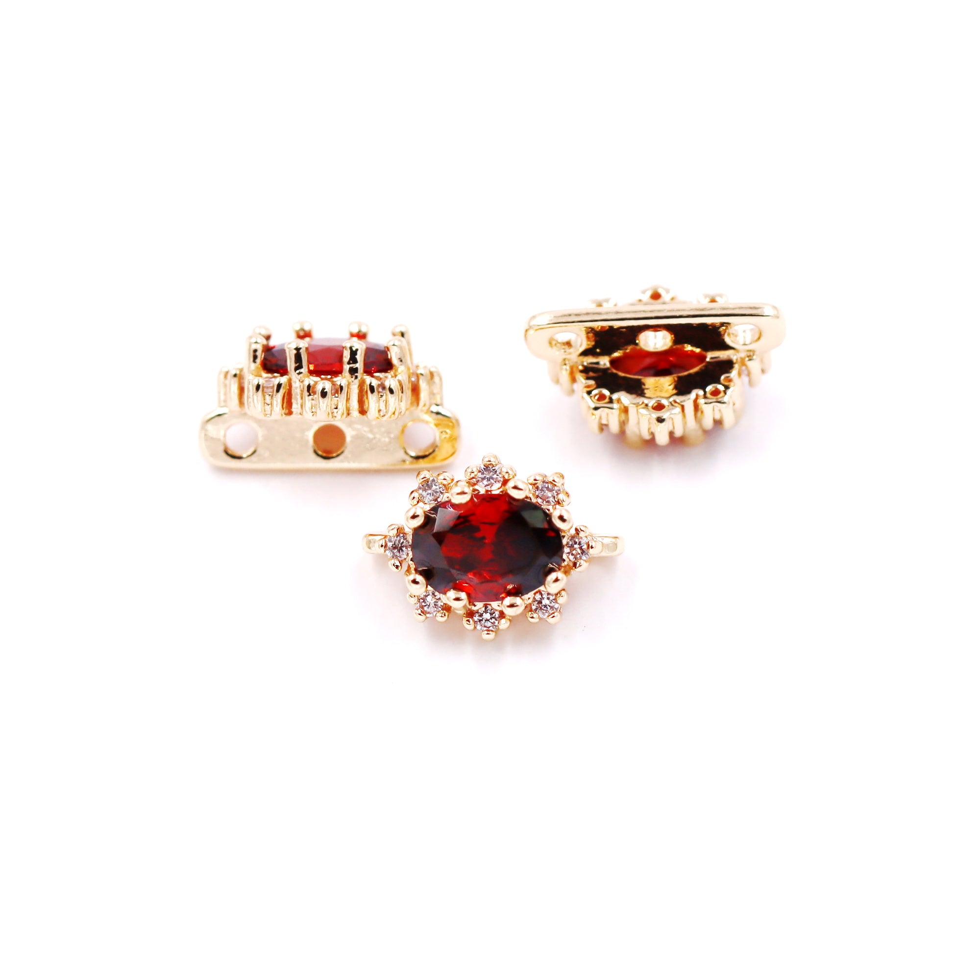 Malahill excellent quality cubic zirconia paved brass spacer beads for jewelry making, sold per box 10 pieces inside