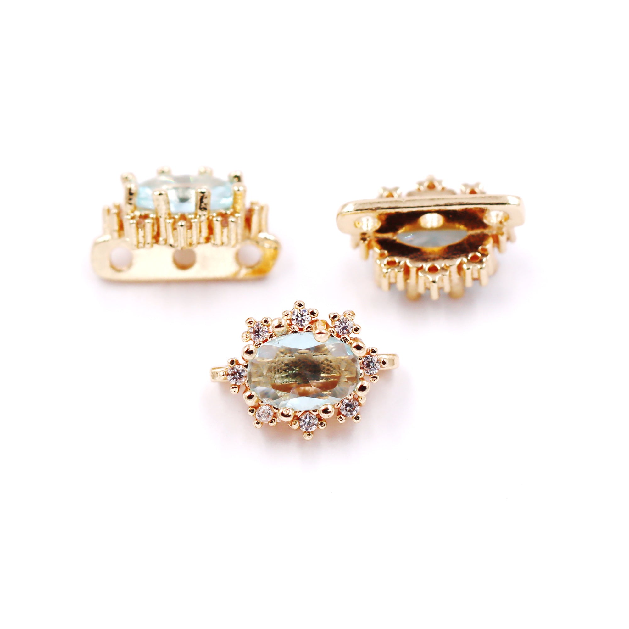 Malahill excellent quality cubic zirconia paved brass spacer beads for jewelry making, sold per box 10 pieces inside