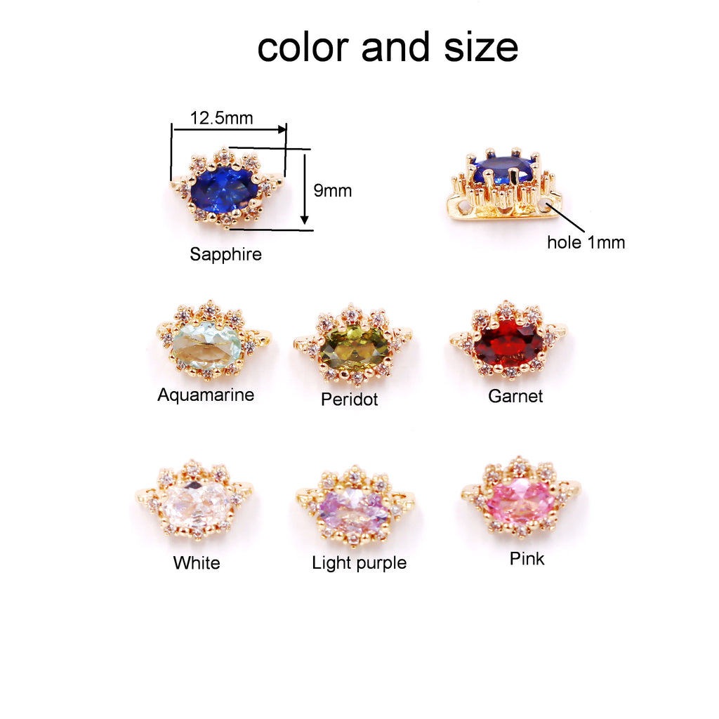 Malahill excellent quality cubic zirconia paved brass spacer beads for jewelry making, sold per box 10 pieces inside