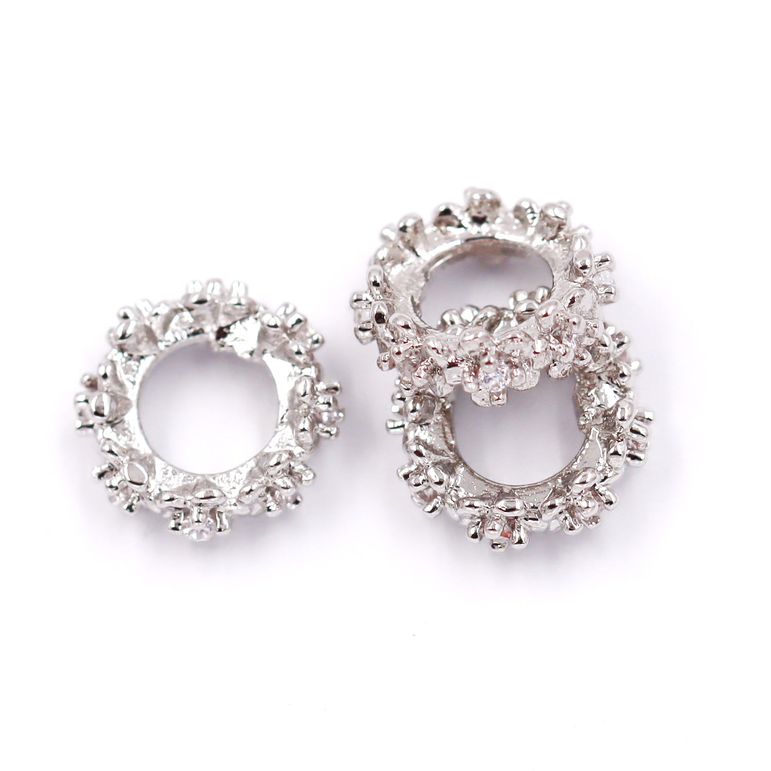 Malahill excellent quality cubic zirconia paved brass beads for jewelry making, sold per box 30 pieces inside