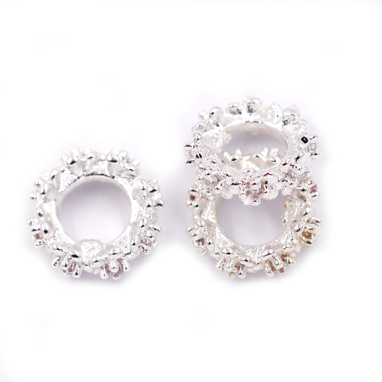 Malahill excellent quality cubic zirconia paved brass beads for jewelry making, sold per box 30 pieces inside