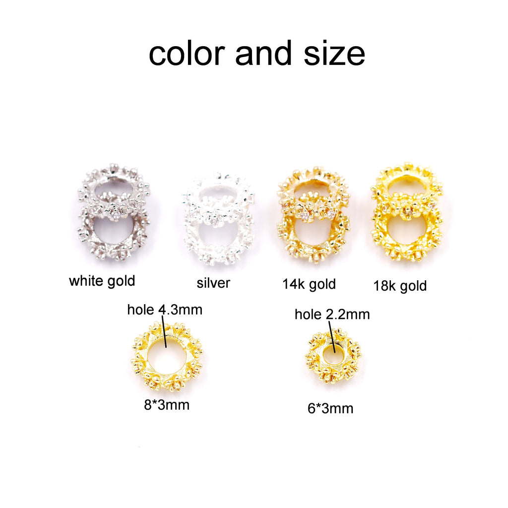 Malahill excellent quality cubic zirconia paved brass beads for jewelry making, sold per box 30 pieces inside