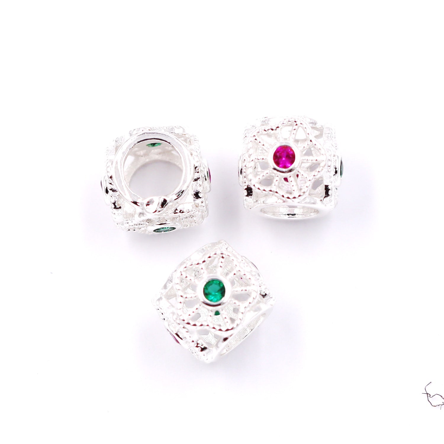 Malahill excellent quality cubic zirconia paved brass beads for jewelry making, sold per box 30 pieces inside