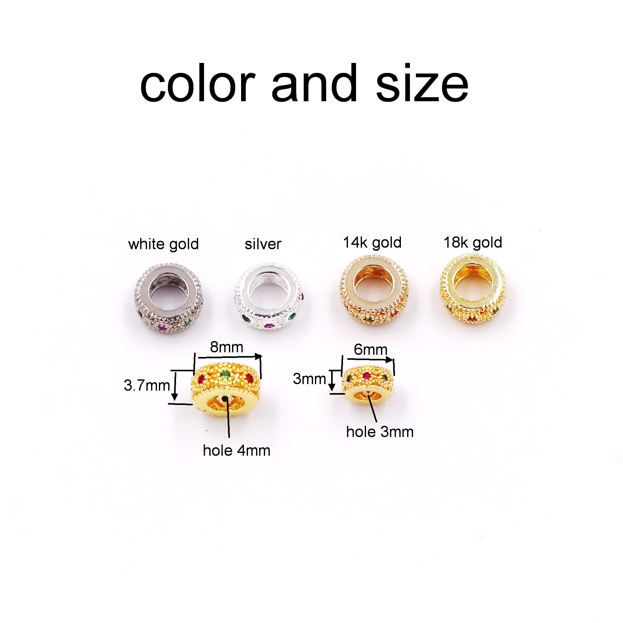 Malahill excellent quality cubic zirconia paved brass beads for jewelry making, sold per box 30 pieces inside