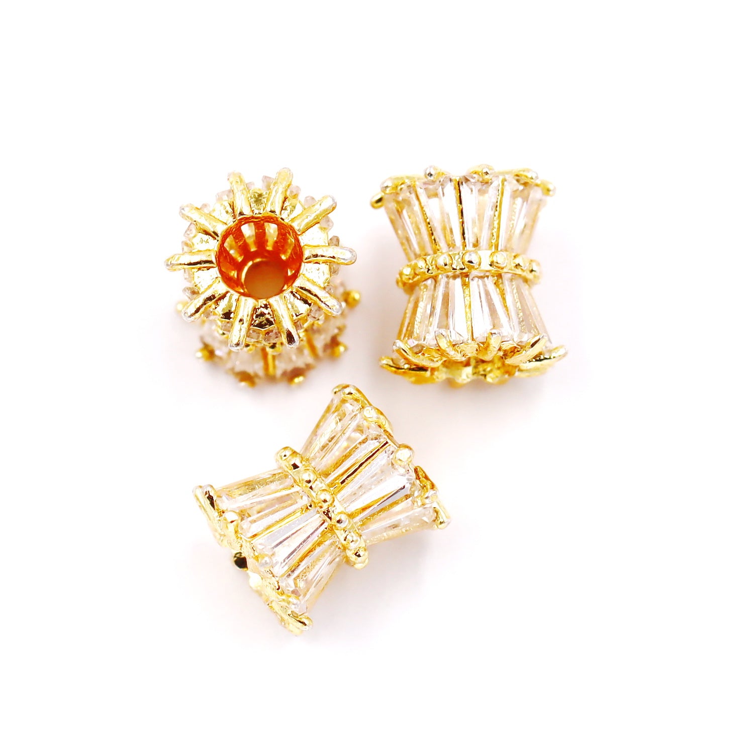 Malahill excellent quality cubic zirconia paved brass beads for jewelry making, sold per box 10 pieces inside