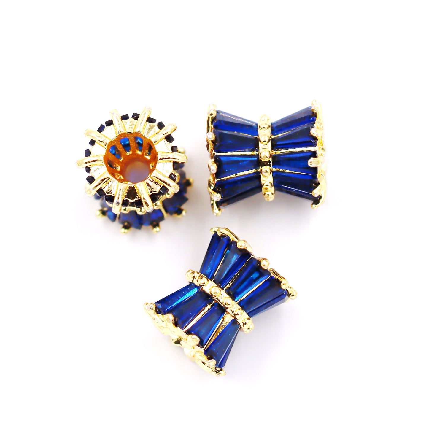 Malahill excellent quality cubic zirconia paved brass beads for jewelry making, sold per box 10 pieces inside