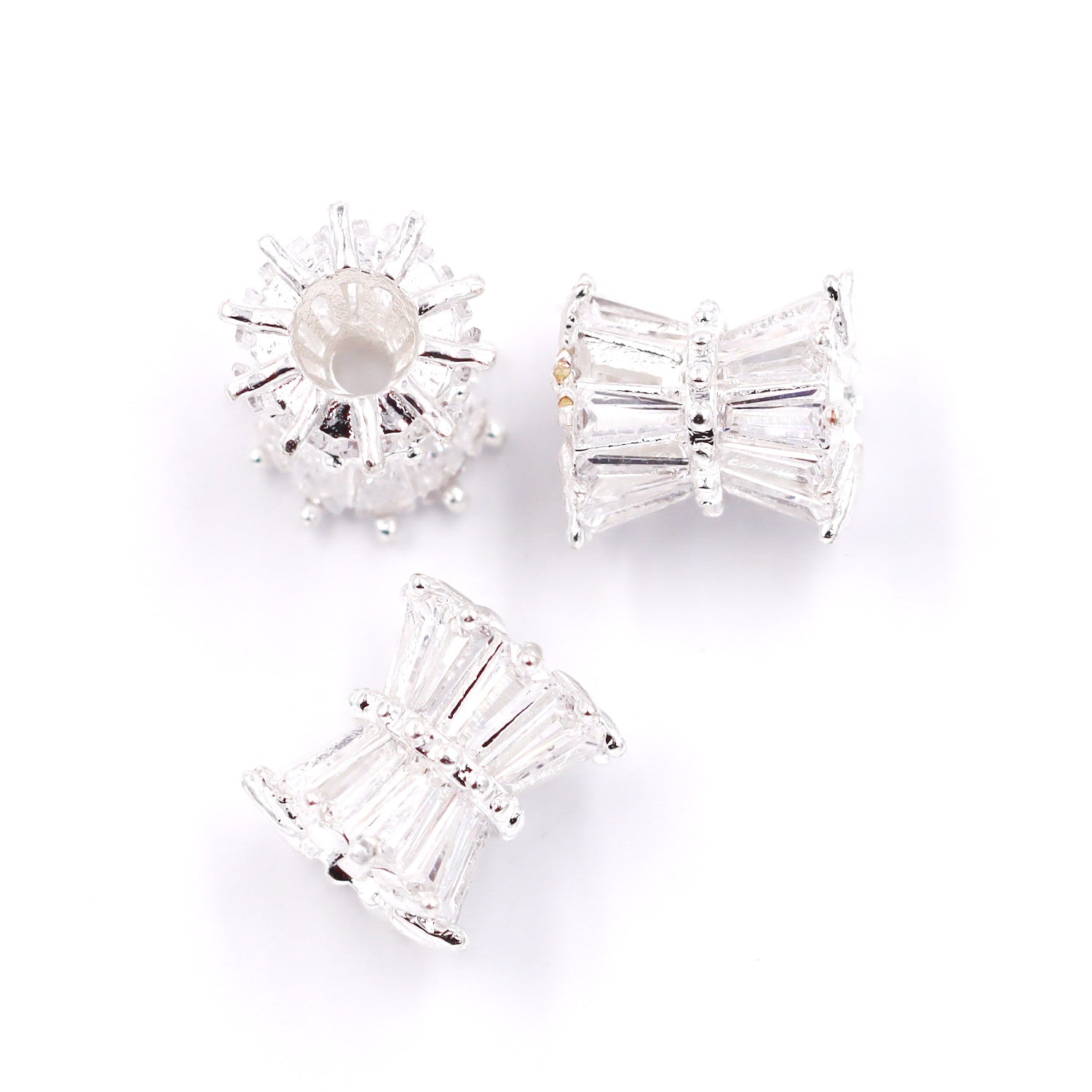 Malahill excellent quality cubic zirconia paved brass beads for jewelry making, sold per box 10 pieces inside