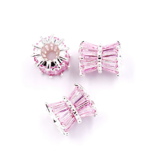 Malahill excellent quality cubic zirconia paved brass beads for jewelry making, sold per box 10 pieces inside