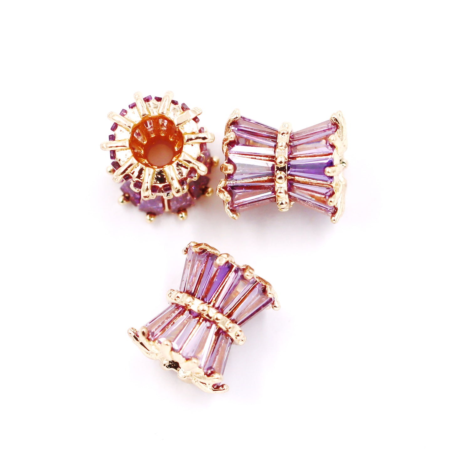 Malahill excellent quality cubic zirconia paved brass beads for jewelry making, sold per box 10 pieces inside