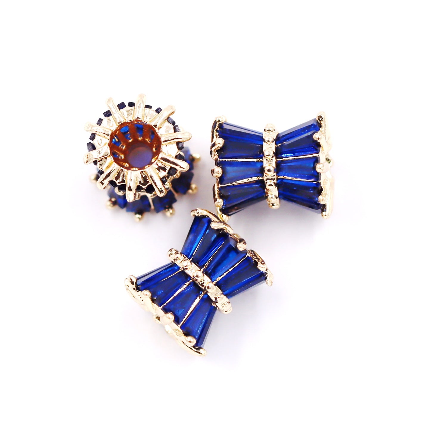 Malahill excellent quality cubic zirconia paved brass beads for jewelry making, sold per box 10 pieces inside