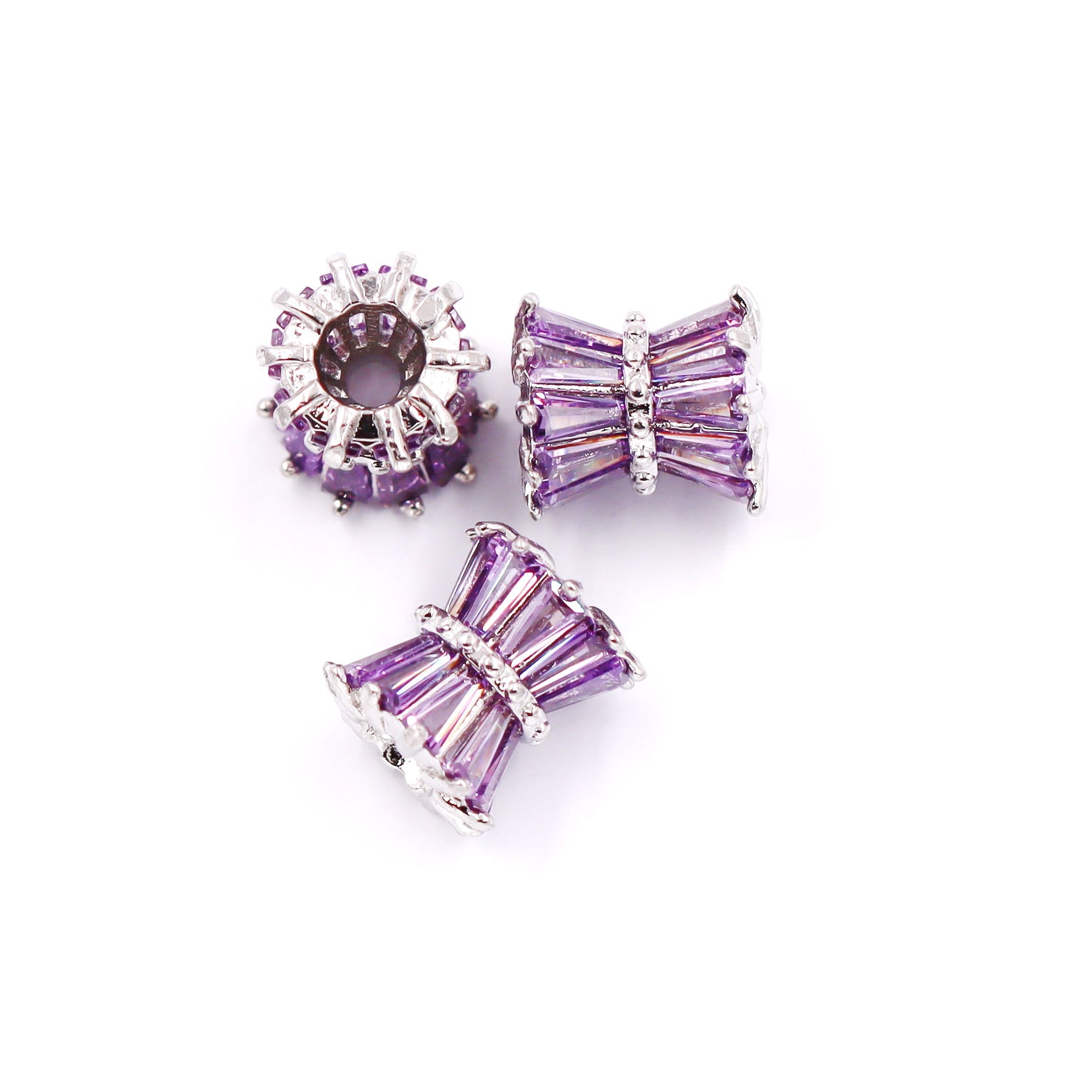 Malahill excellent quality cubic zirconia paved brass beads for jewelry making, sold per box 10 pieces inside