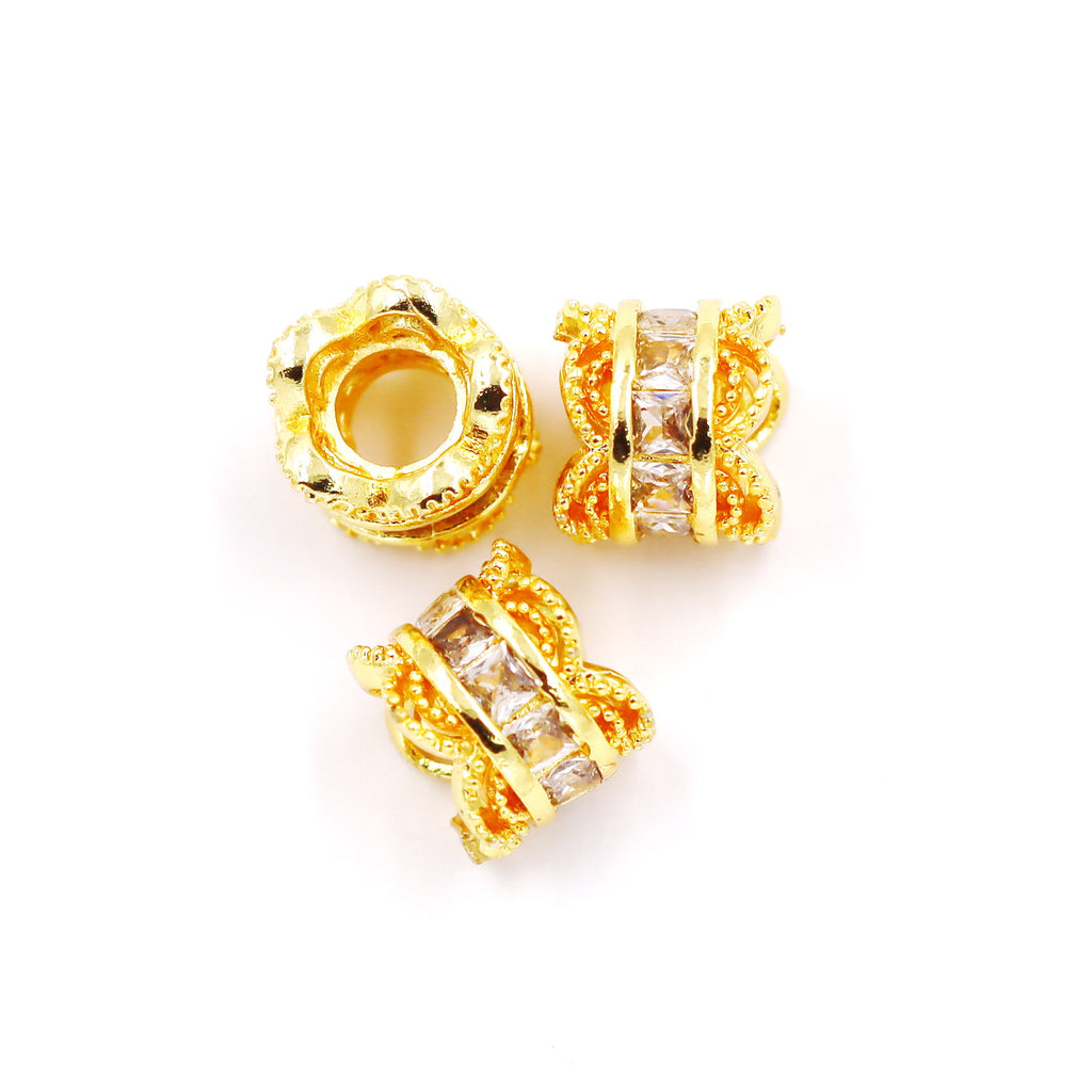 Malahill excellent quality cubic zirconia paved brass beads for jewelry making, sold per box 10 pieces inside