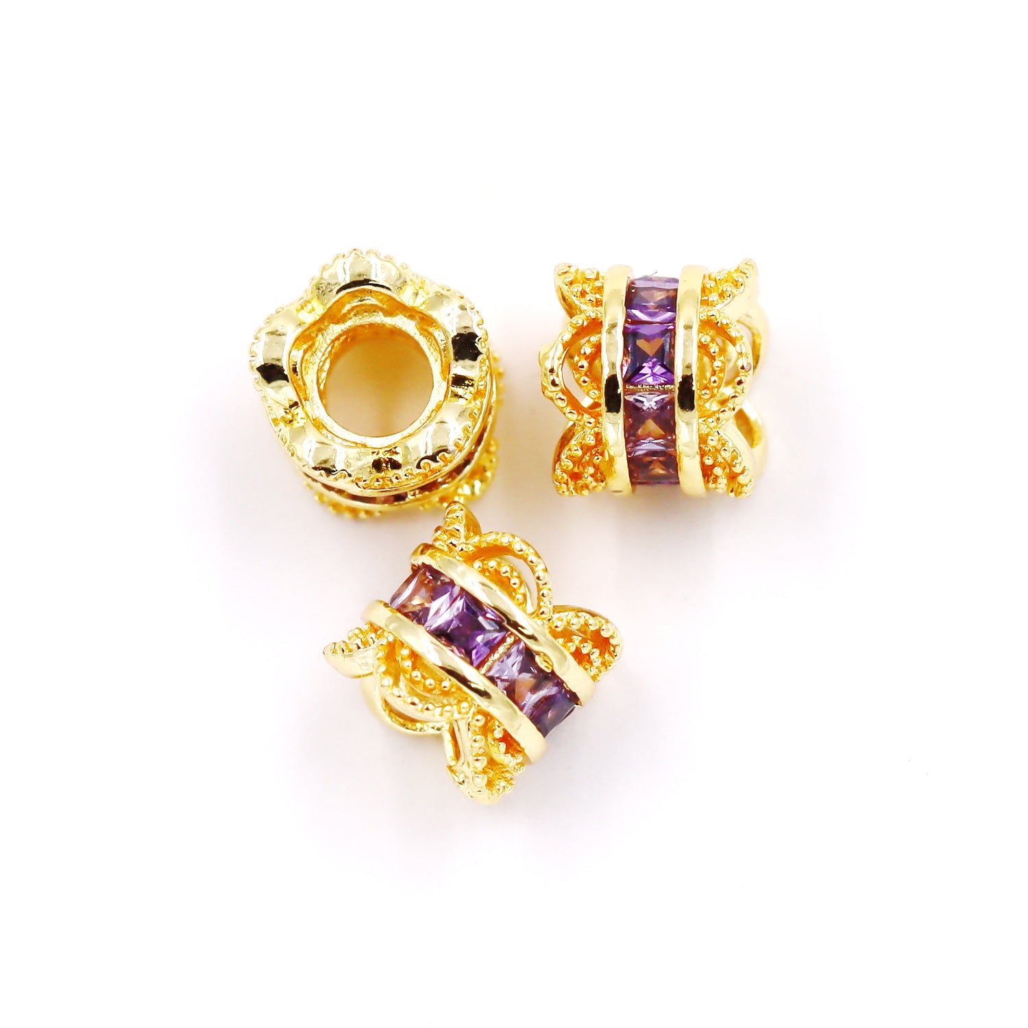 Malahill excellent quality cubic zirconia paved brass beads for jewelry making, sold per box 10 pieces inside