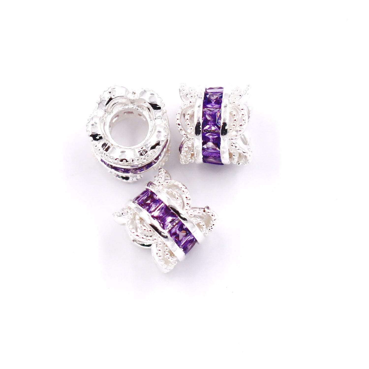 Malahill excellent quality cubic zirconia paved brass beads for jewelry making, sold per box 10 pieces inside