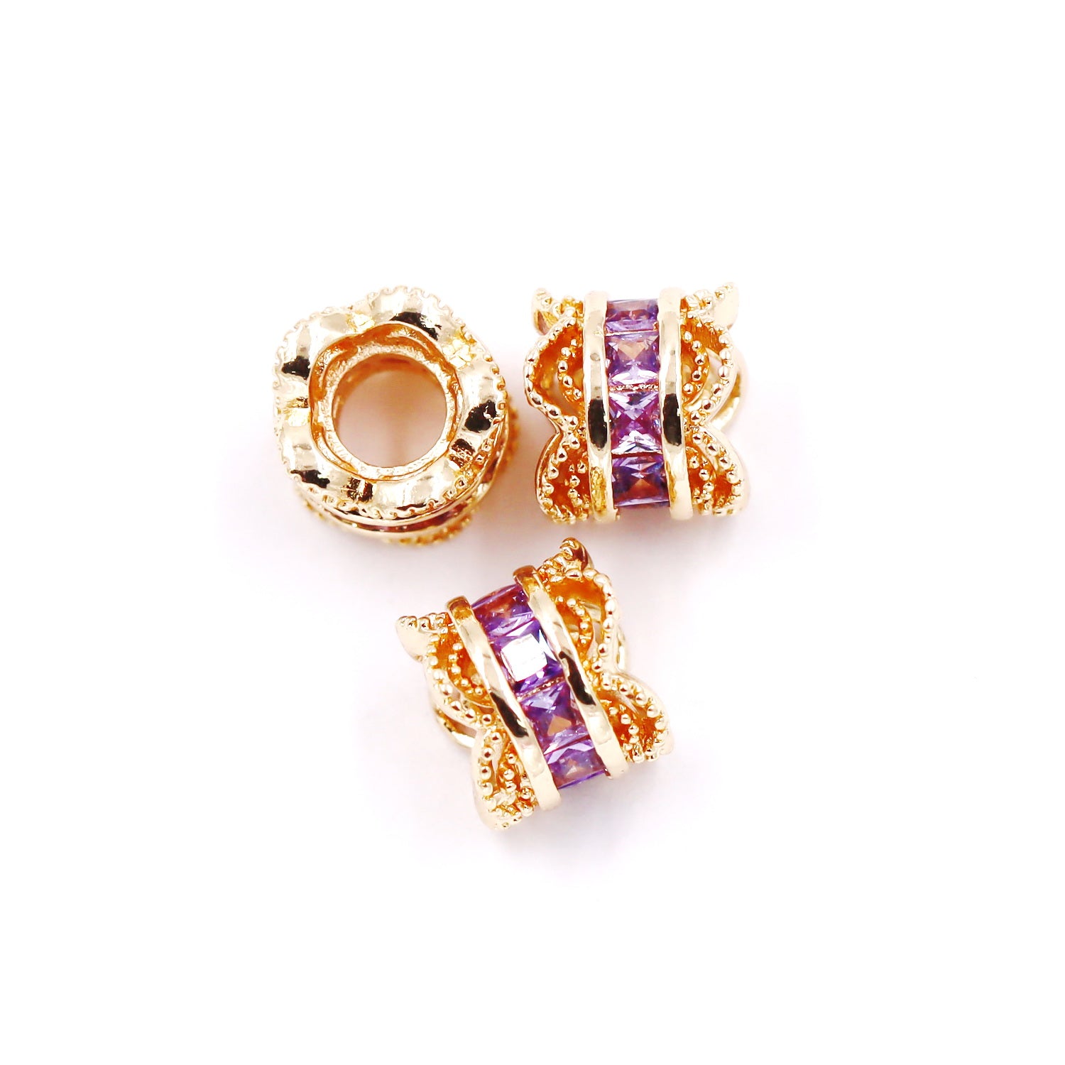 Malahill excellent quality cubic zirconia paved brass beads for jewelry making, sold per box 10 pieces inside