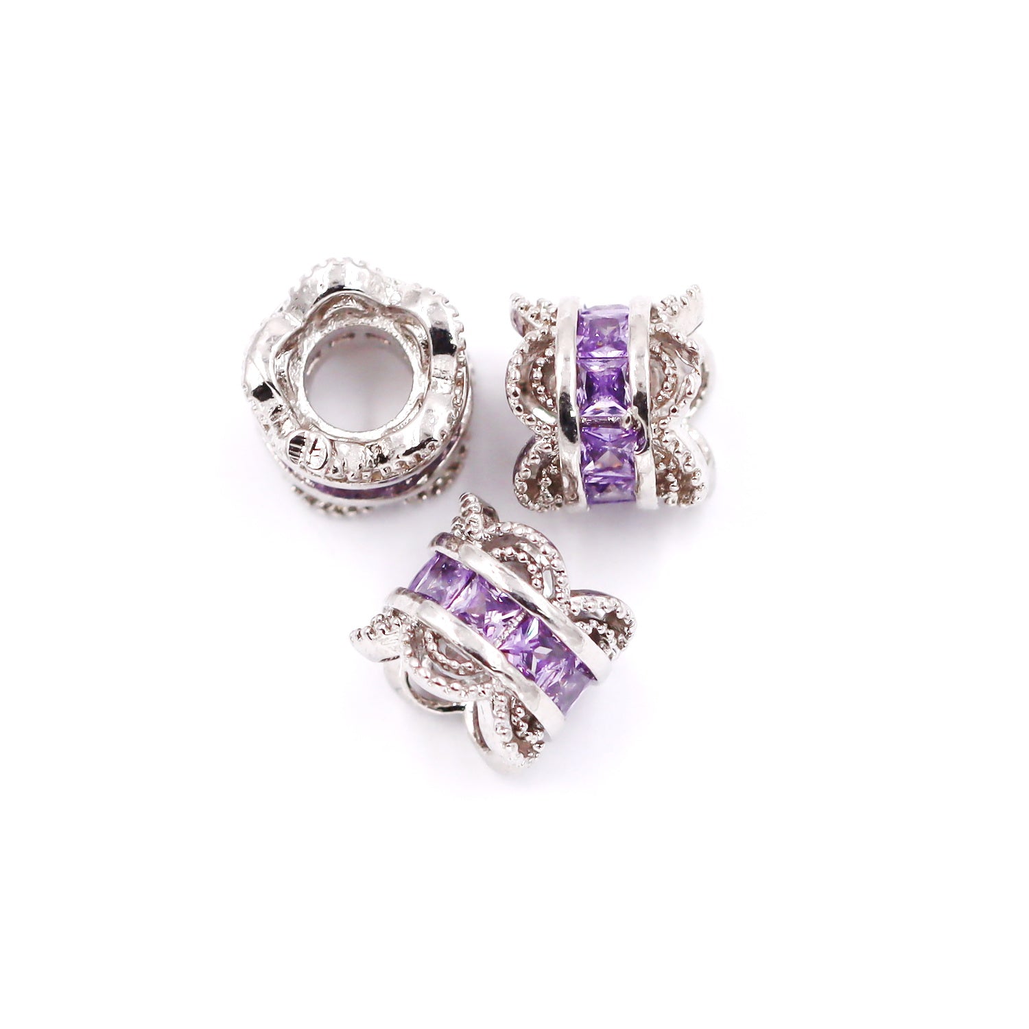 Malahill excellent quality cubic zirconia paved brass beads for jewelry making, sold per box 10 pieces inside