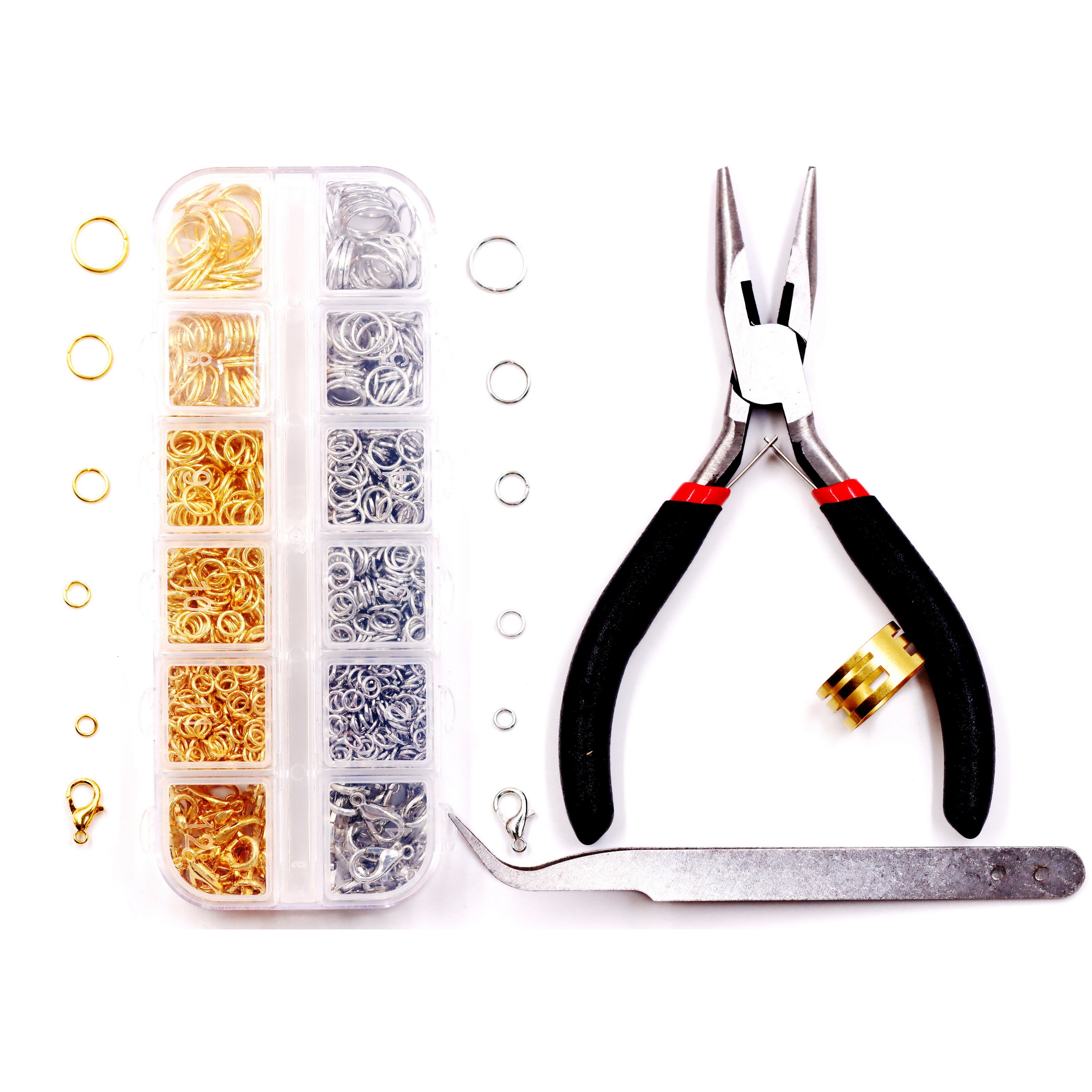 Malahill Jewelry Findings Kit with for Jewelry Making, 1100Pcs Open Jump Rings and Lobster Clasps with Pliers for bracelets necklaces Making, A1 Ordinary Quality
