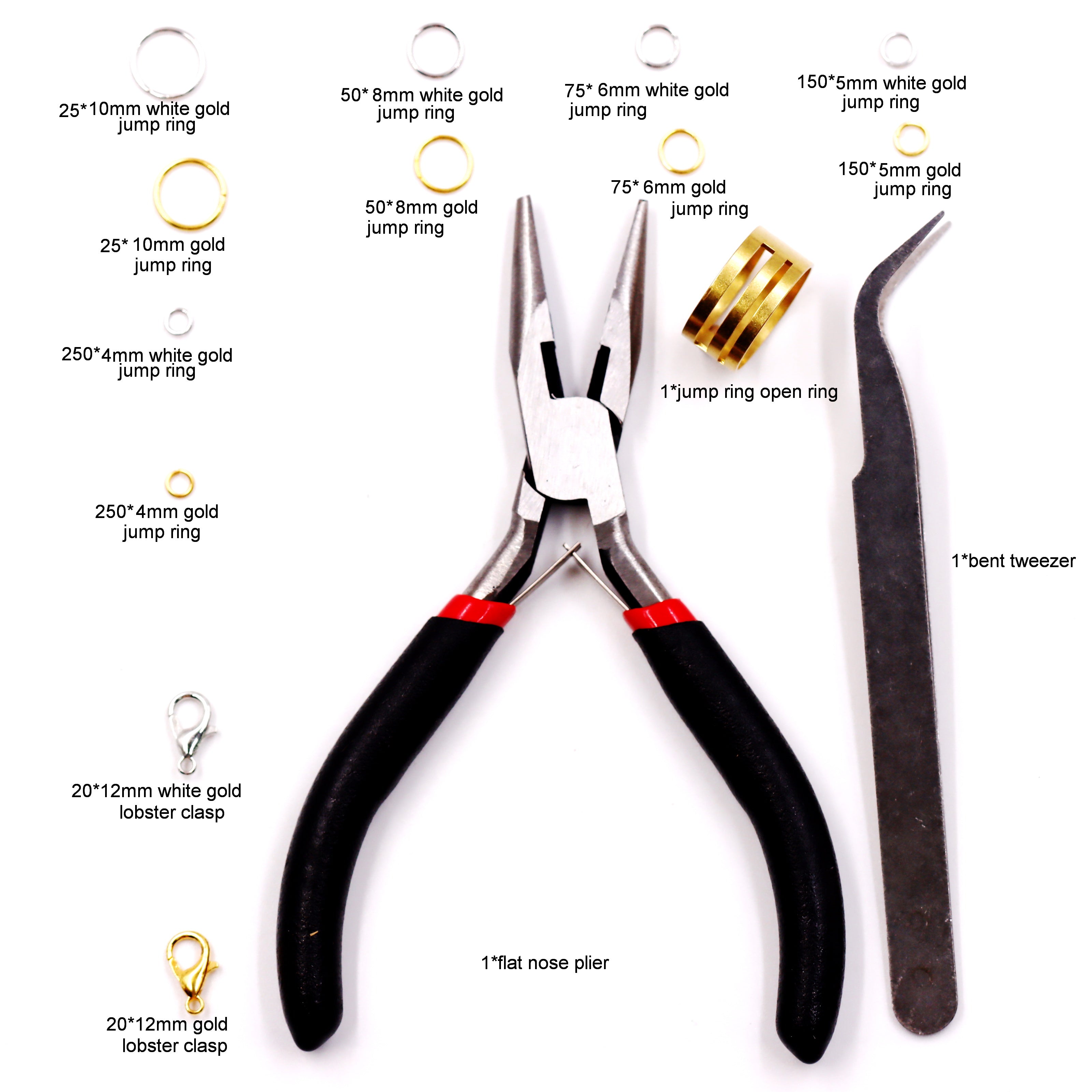 Malahill Jewelry Findings Kit with for Jewelry Making, 1100Pcs Open Jump Rings and Lobster Clasps with Pliers for bracelets necklaces Making, A1 Ordinary Quality