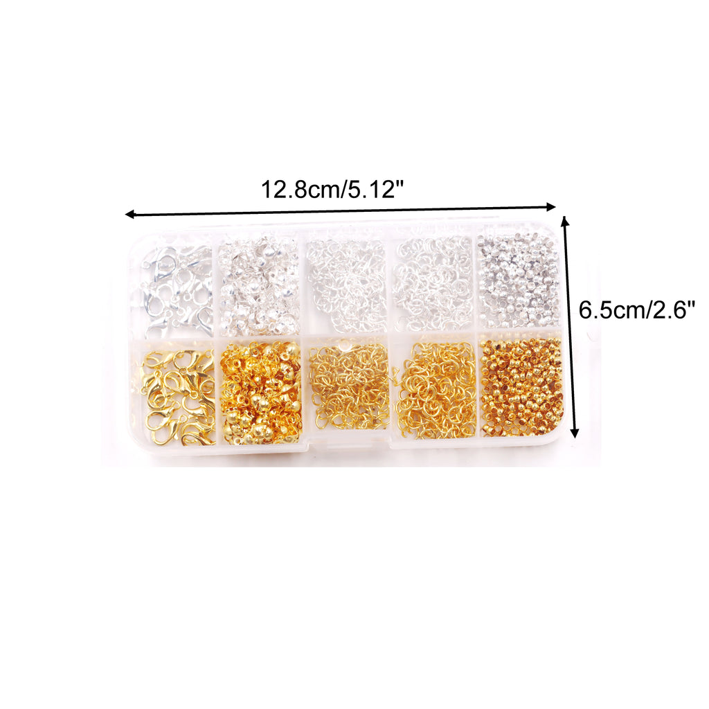 Malahill Jewelry Findings Kit with for Jewelry Making, 800 pieces crimp beads jump rings extender chain knot covers lobster clasps for bracelets necklaces Making, A2 Ordinary Quality