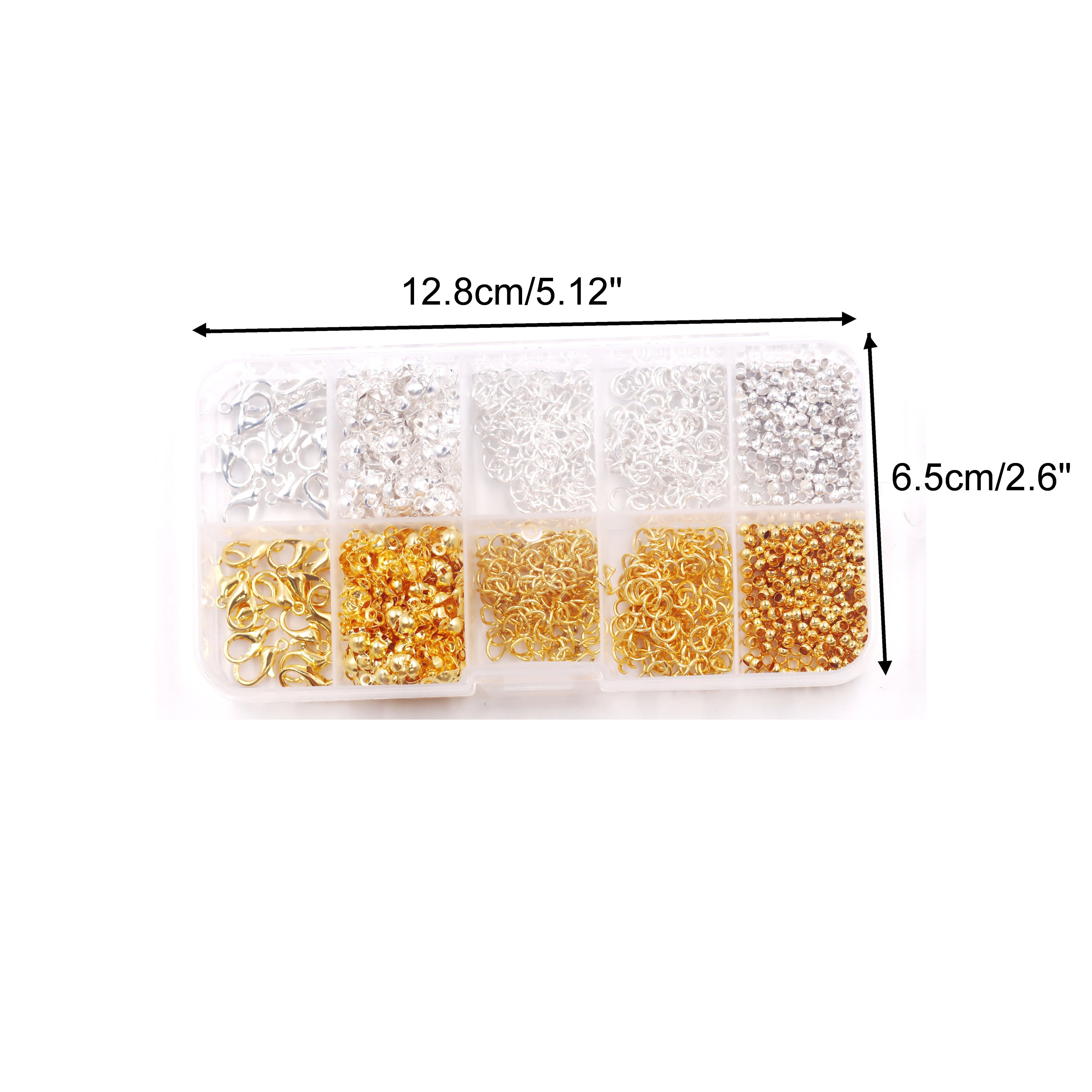 Malahill Jewelry Findings Kit with for Jewelry Making, 800 pieces crimp beads jump rings extender chain knot covers lobster clasps for bracelets necklaces Making, A2 Ordinary Quality