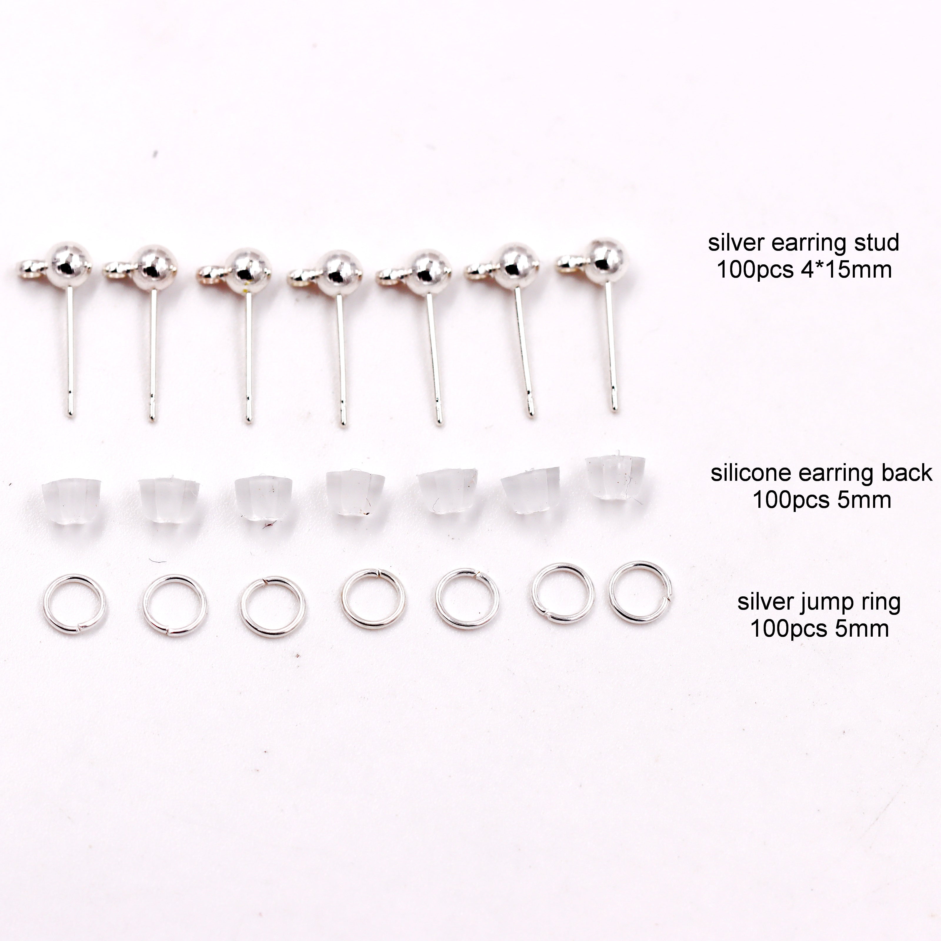Malahill Excellent Quality Earring Findings for Jewelry Making, 100 pcs/50 Pairs Ball Post Earring Stud with Earring Backs