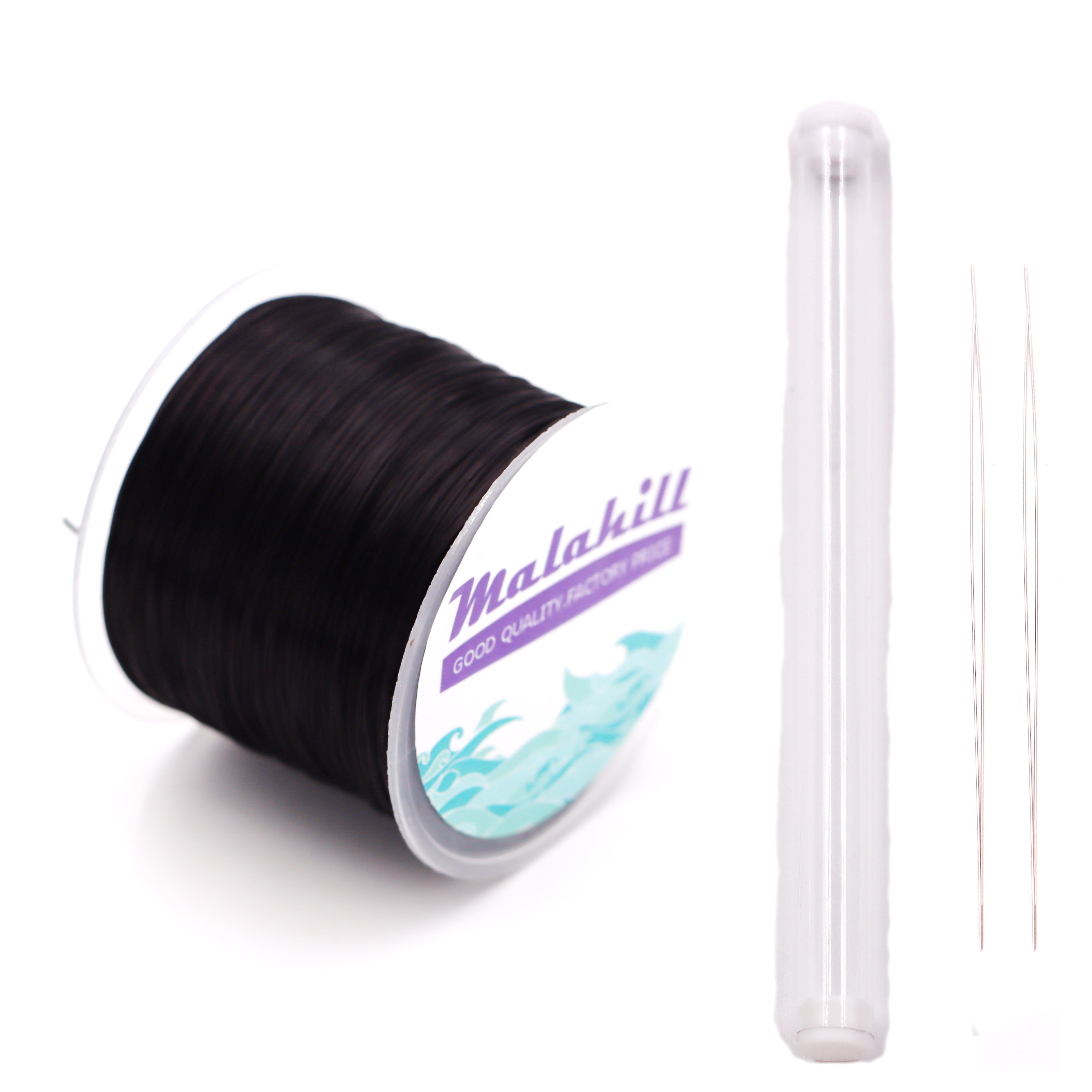 Malahill Elastic Beading Cord for Bracelet, sold per bag 1 roll flat elastic string with 2 pieces Beading Needle inside