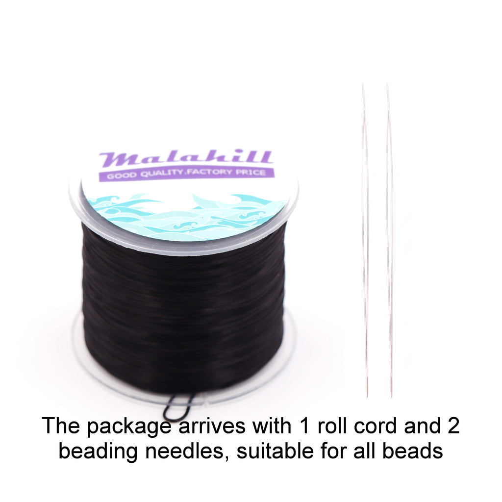 Malahill Elastic Beading Cord for Bracelet, sold per bag 1 roll flat elastic string with 2 pieces Beading Needle inside