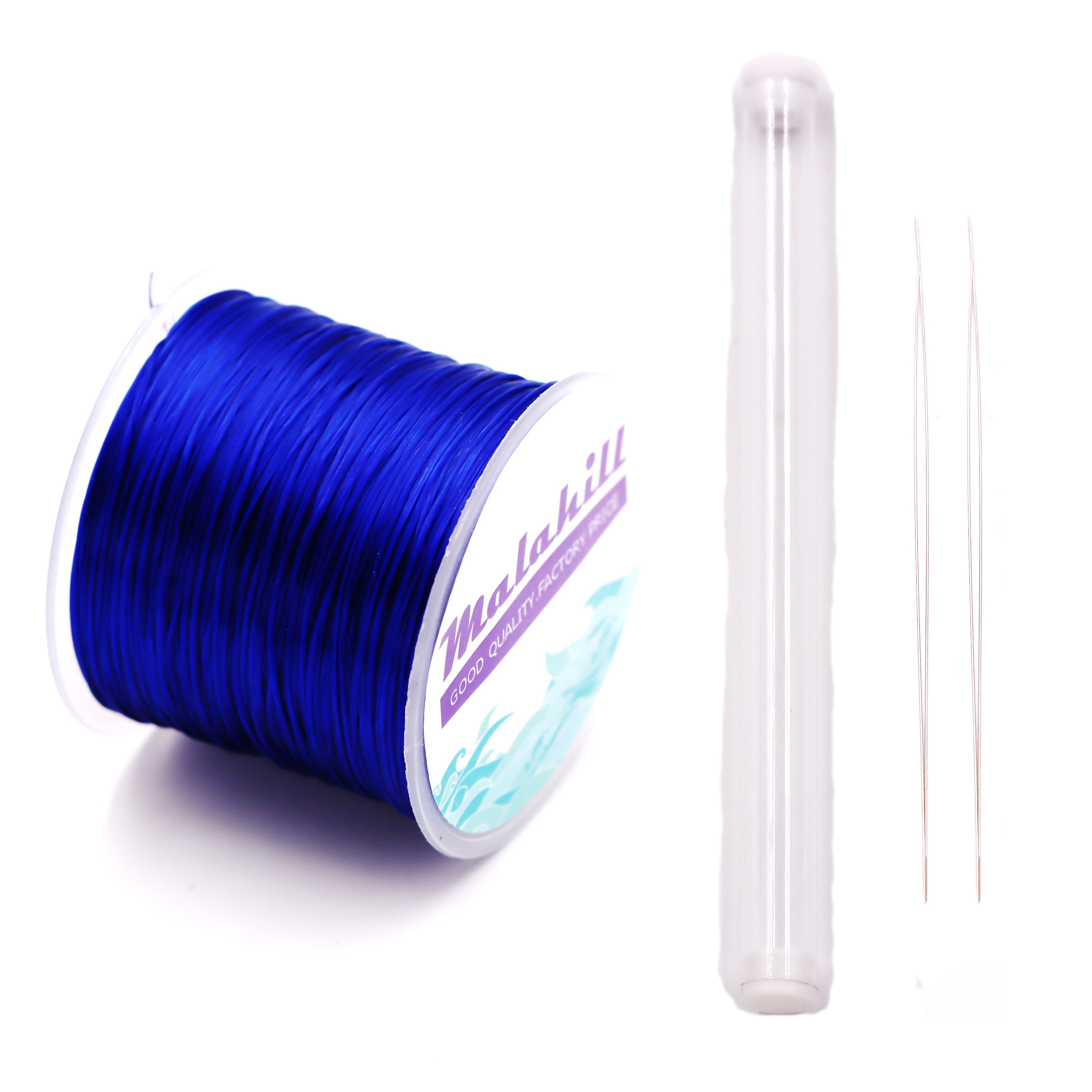 Malahill Elastic Beading Cord for Bracelet, sold per bag 1 roll flat elastic string with 2 pieces Beading Needle inside