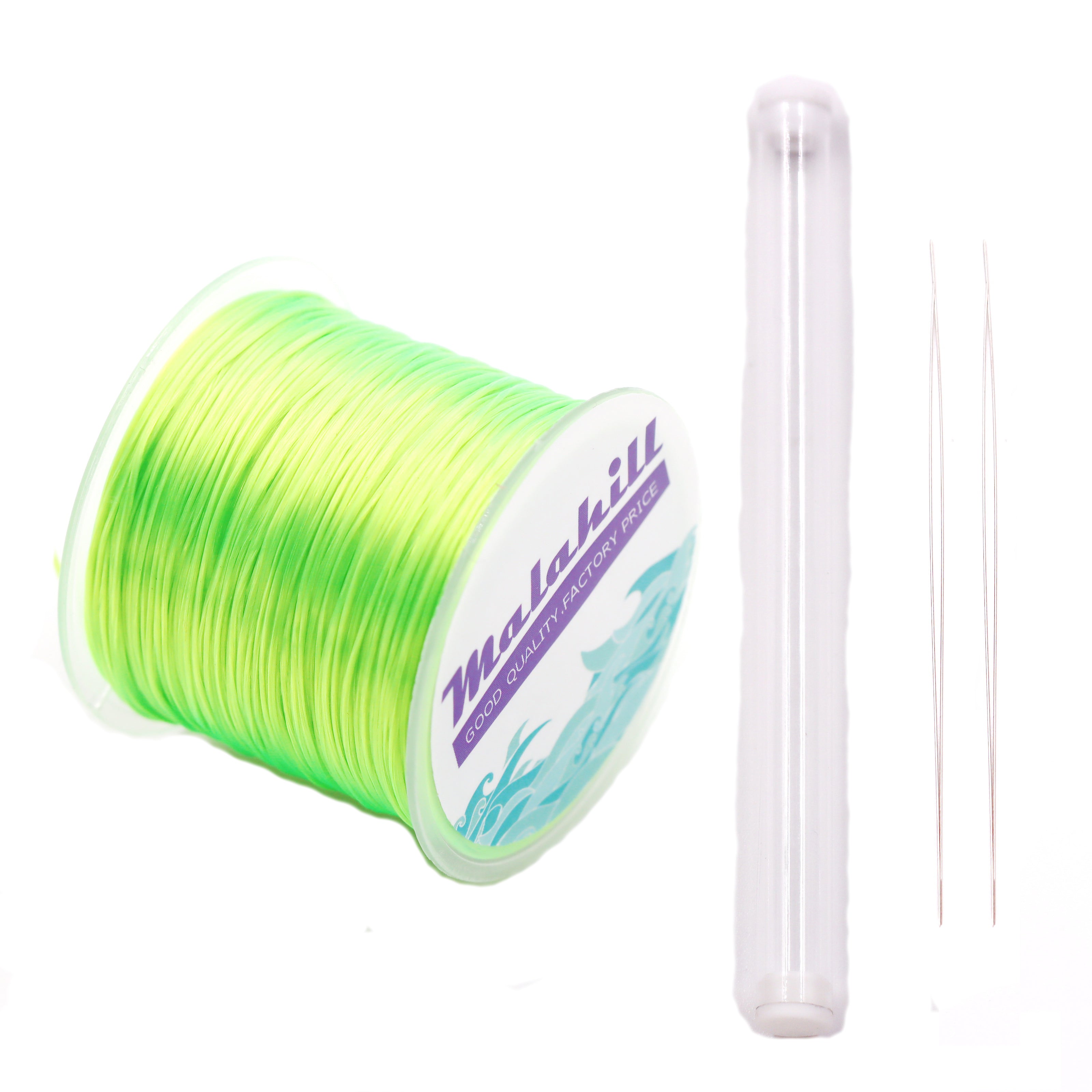 Malahill Elastic Beading Cord for Bracelet, sold per bag 1 roll flat elastic string with 2 pieces Beading Needle inside