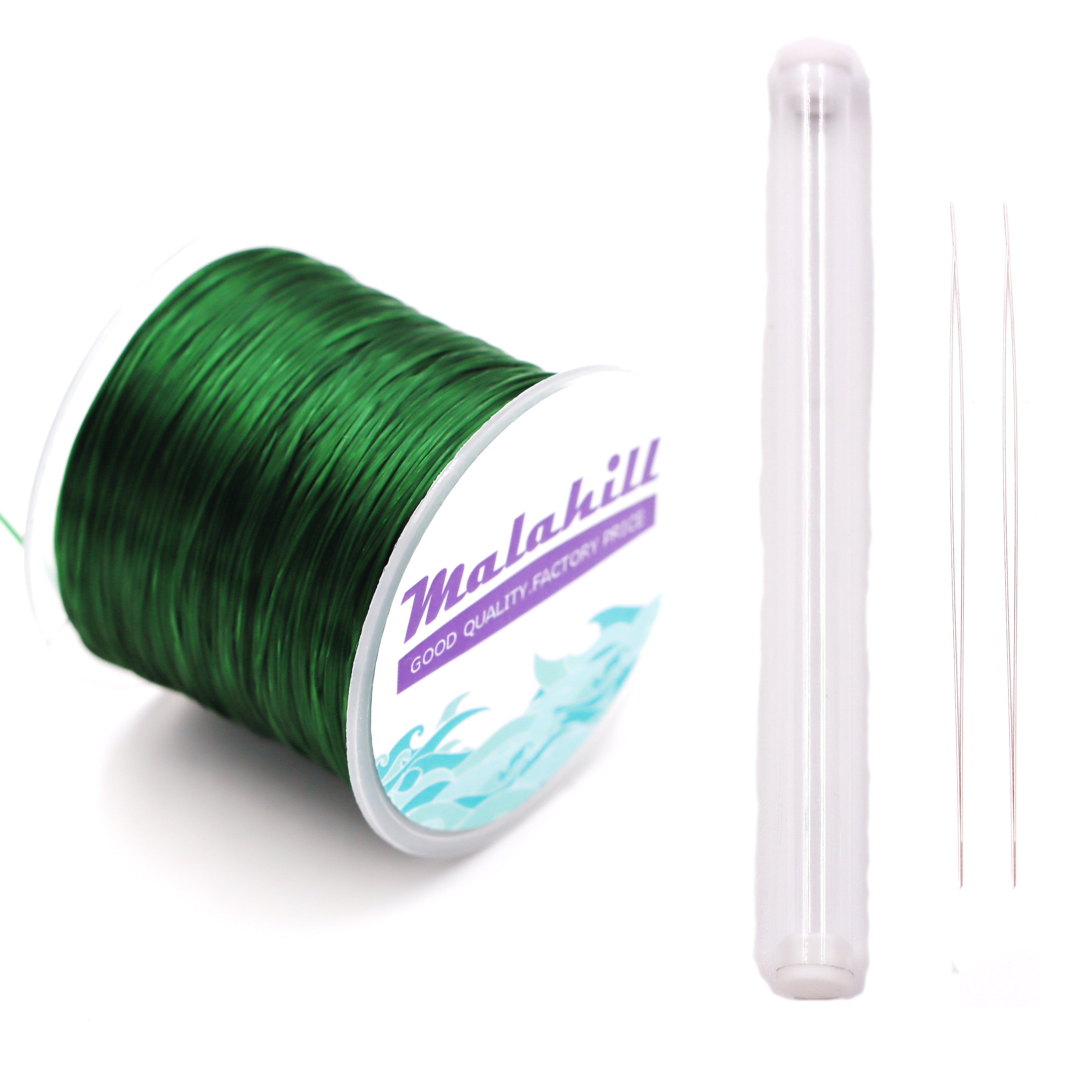 Malahill Elastic Beading Cord for Bracelet, sold per bag 1 roll flat elastic string with 2 pieces Beading Needle inside