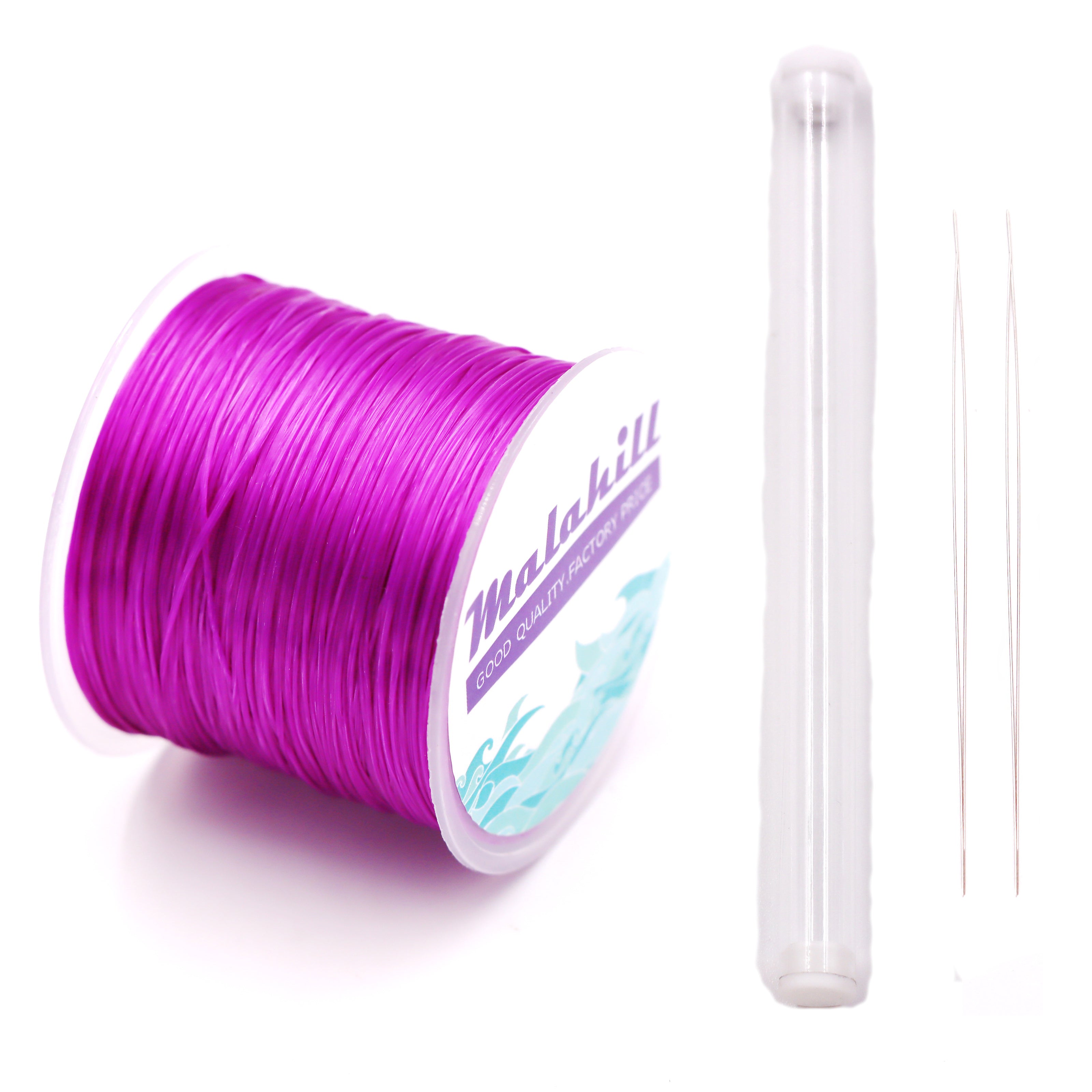 Malahill Elastic Beading Cord for Bracelet, sold per bag 1 roll flat elastic string with 2 pieces Beading Needle inside