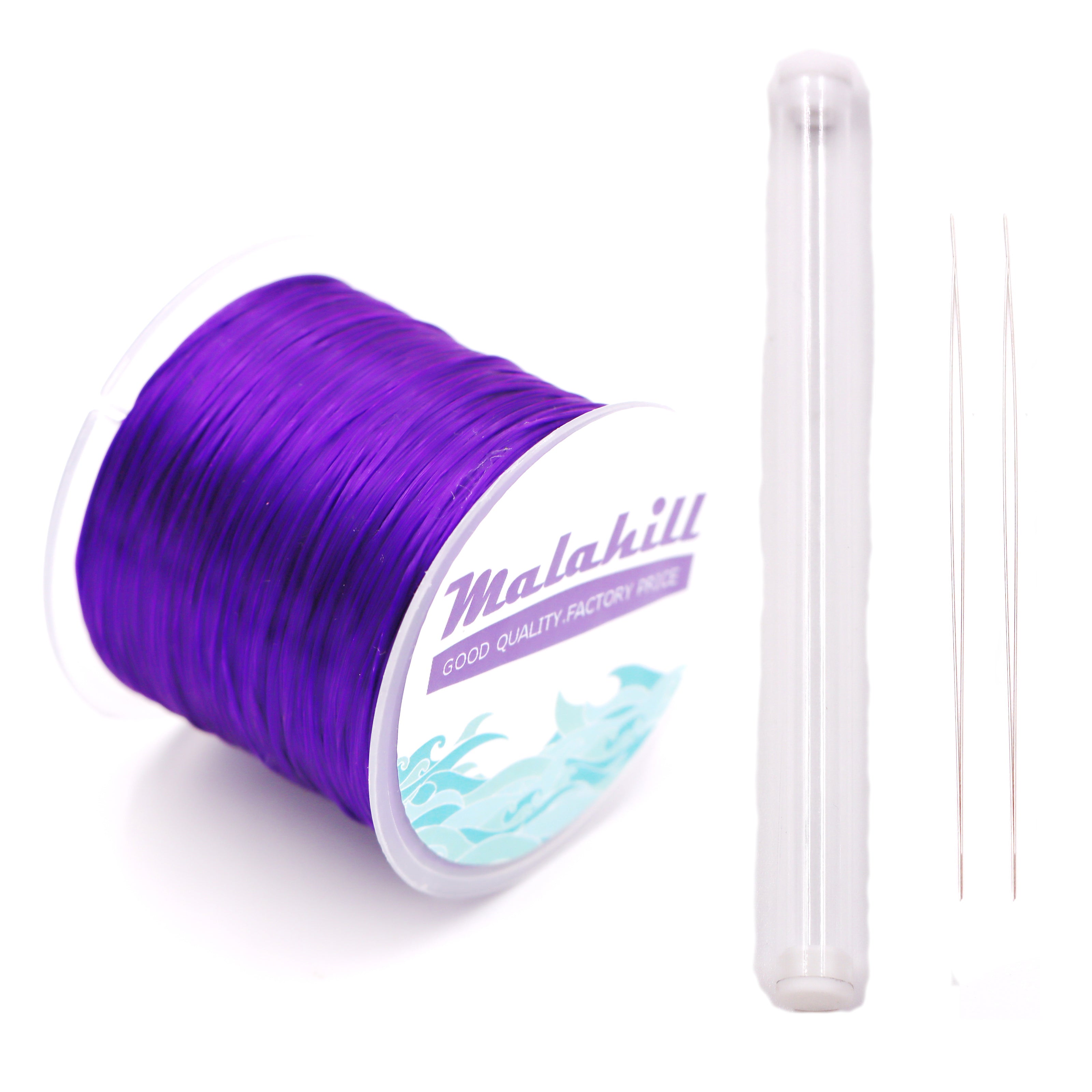 Malahill Elastic Beading Cord for Bracelet, sold per bag 1 roll flat elastic string with 2 pieces Beading Needle inside
