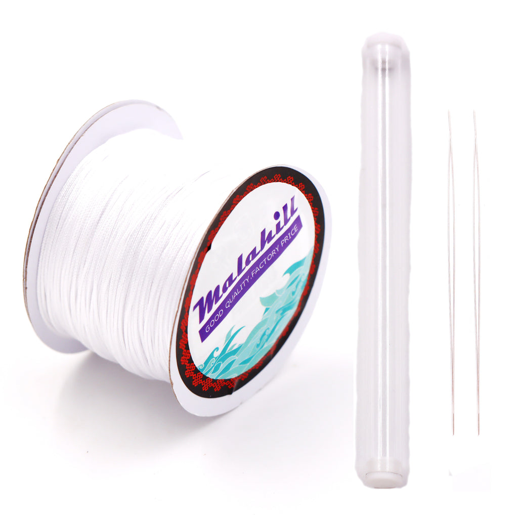 Malahill Inelastic Beading Cord for Necklace, sold per bag 1 roll beading cord 2 pieces beading needle inside
