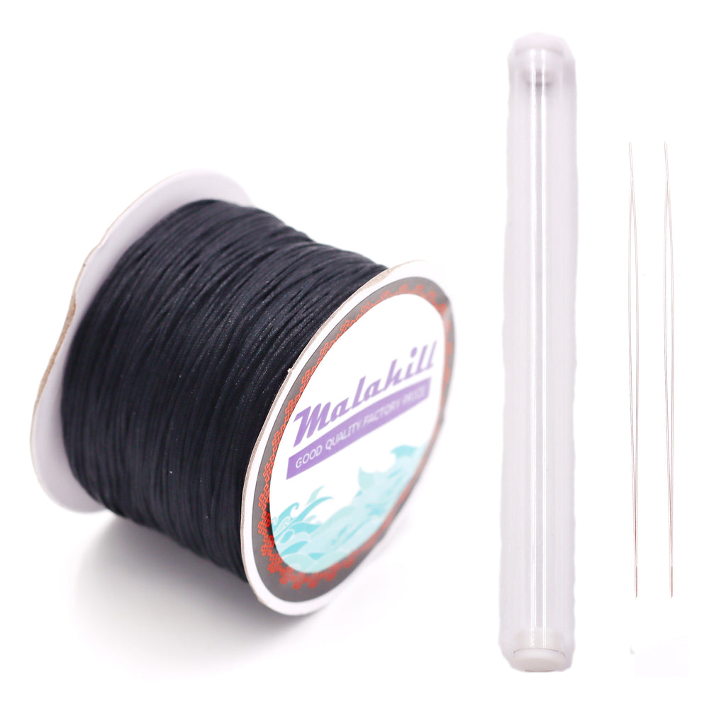Malahill Inelastic Beading Cord for Necklace, sold per bag 1 roll beading cord 2 pieces beading needle inside