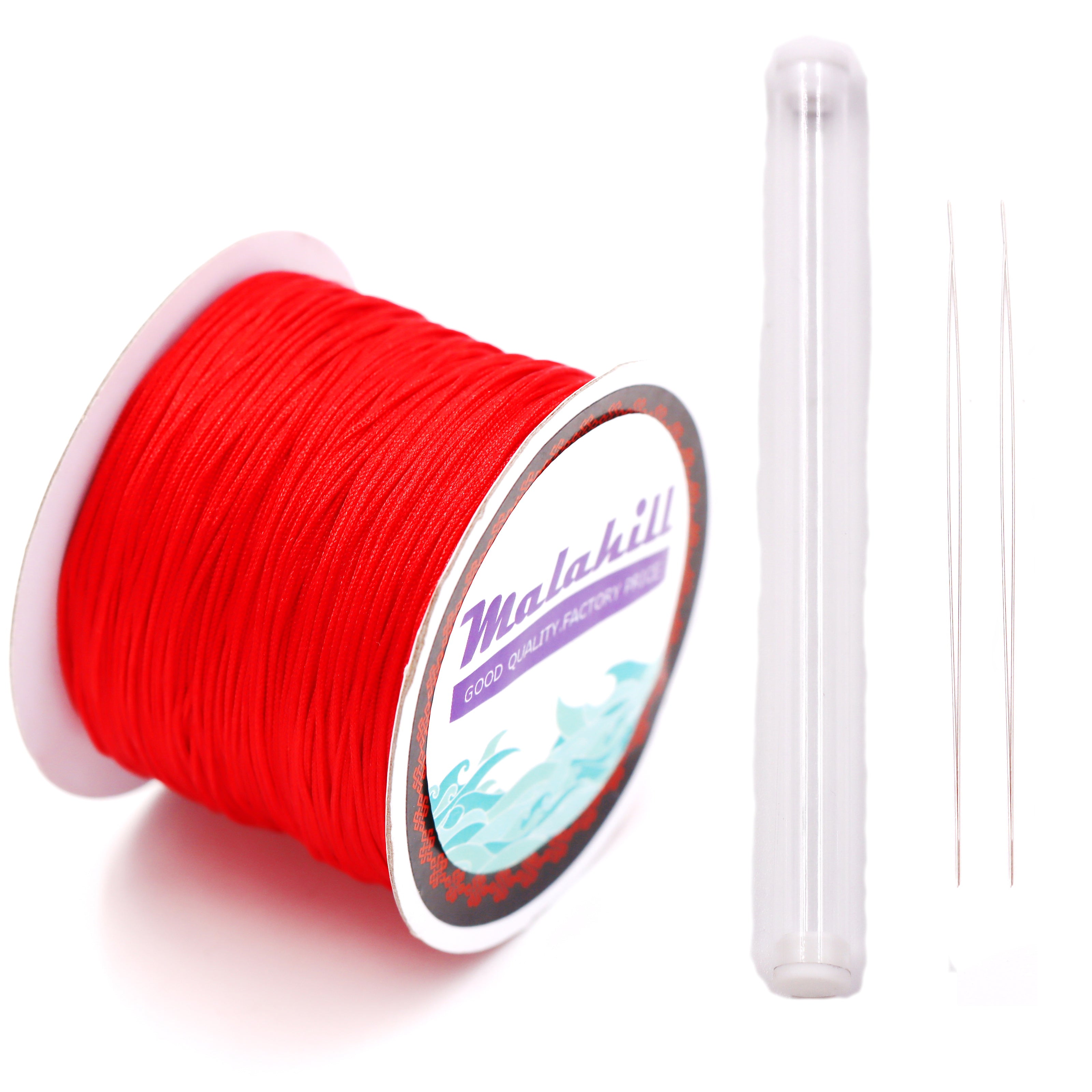 Malahill Inelastic Beading Cord for Necklace, sold per bag 1 roll beading cord 2 pieces beading needle inside