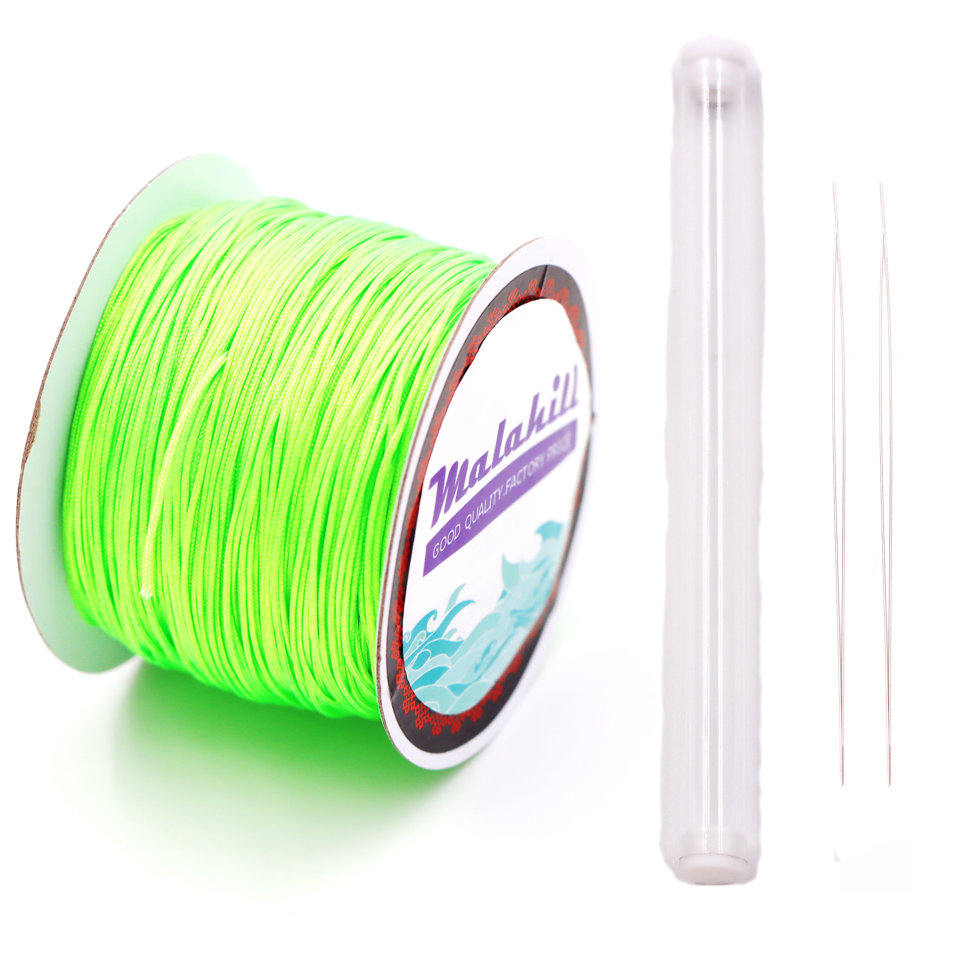 Malahill Inelastic Beading Cord for Necklace, sold per bag 1 roll beading cord 2 pieces beading needle inside