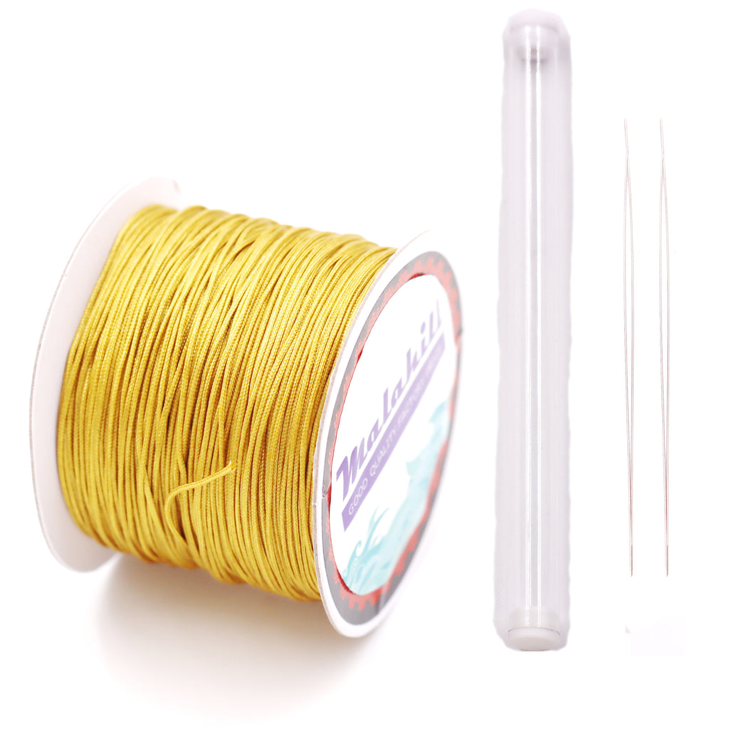 Malahill Inelastic Beading Cord for Necklace, sold per bag 1 roll beading cord 2 pieces beading needle inside