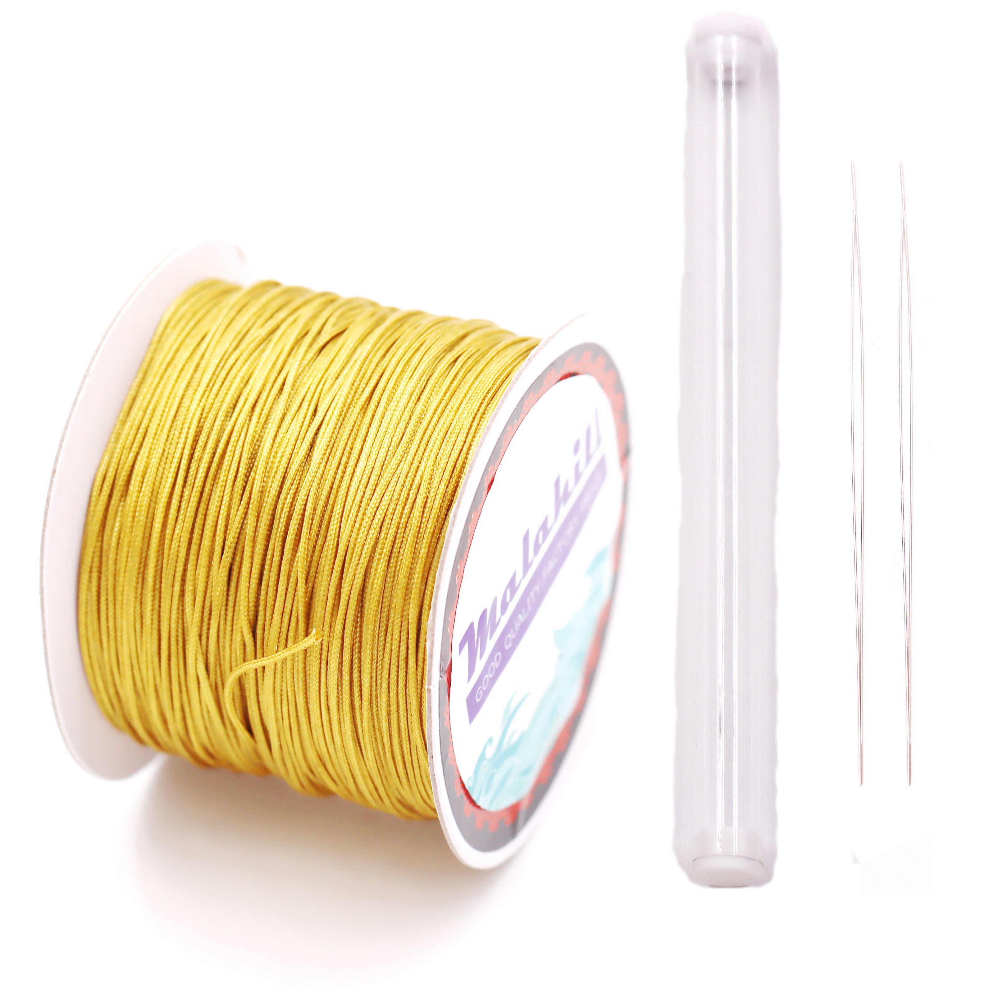 Malahill Inelastic Beading Cord for Necklace, sold per bag 1 roll beading cord 2 pieces beading needle inside