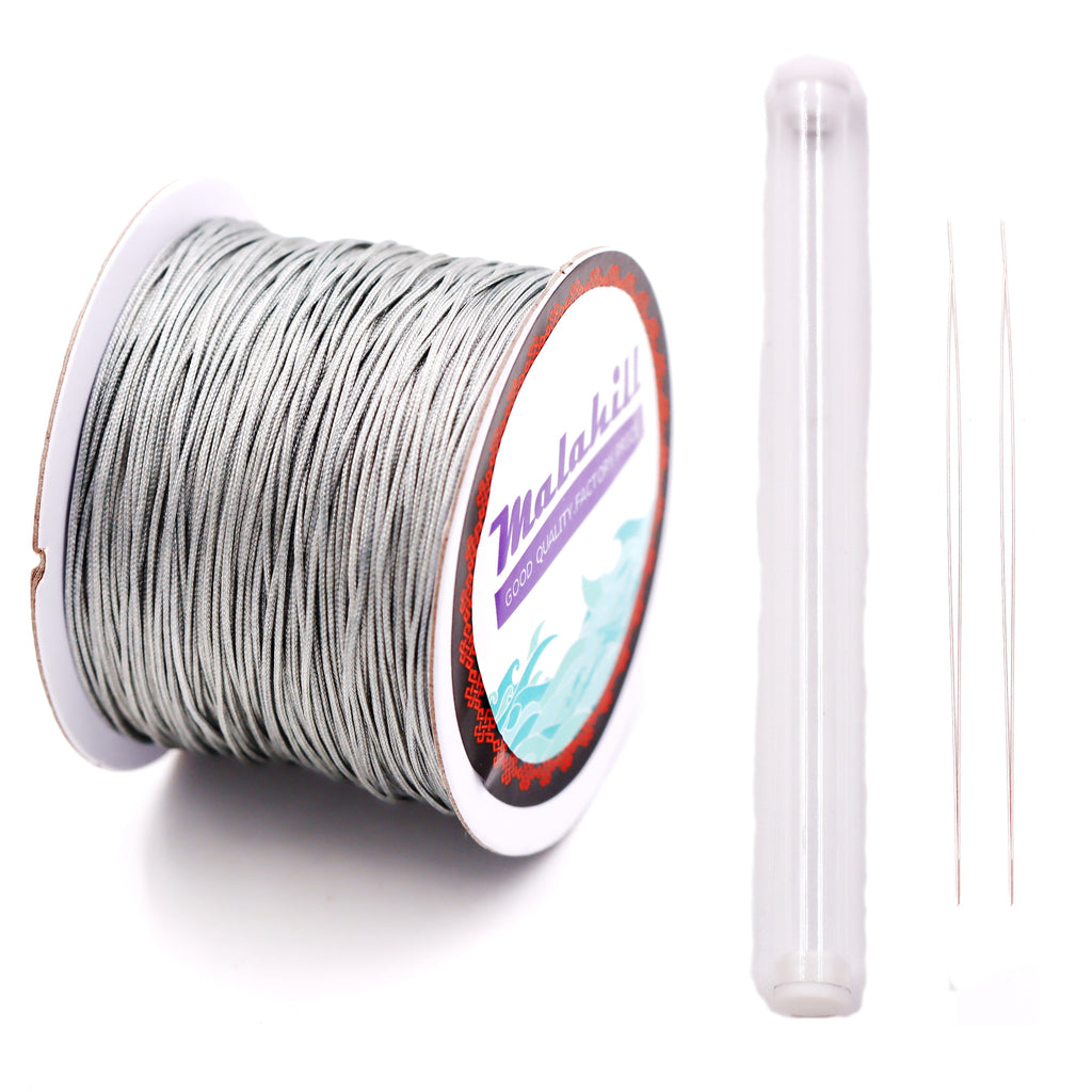 Malahill Inelastic Beading Cord for Necklace, sold per bag 1 roll beading cord 2 pieces beading needle inside