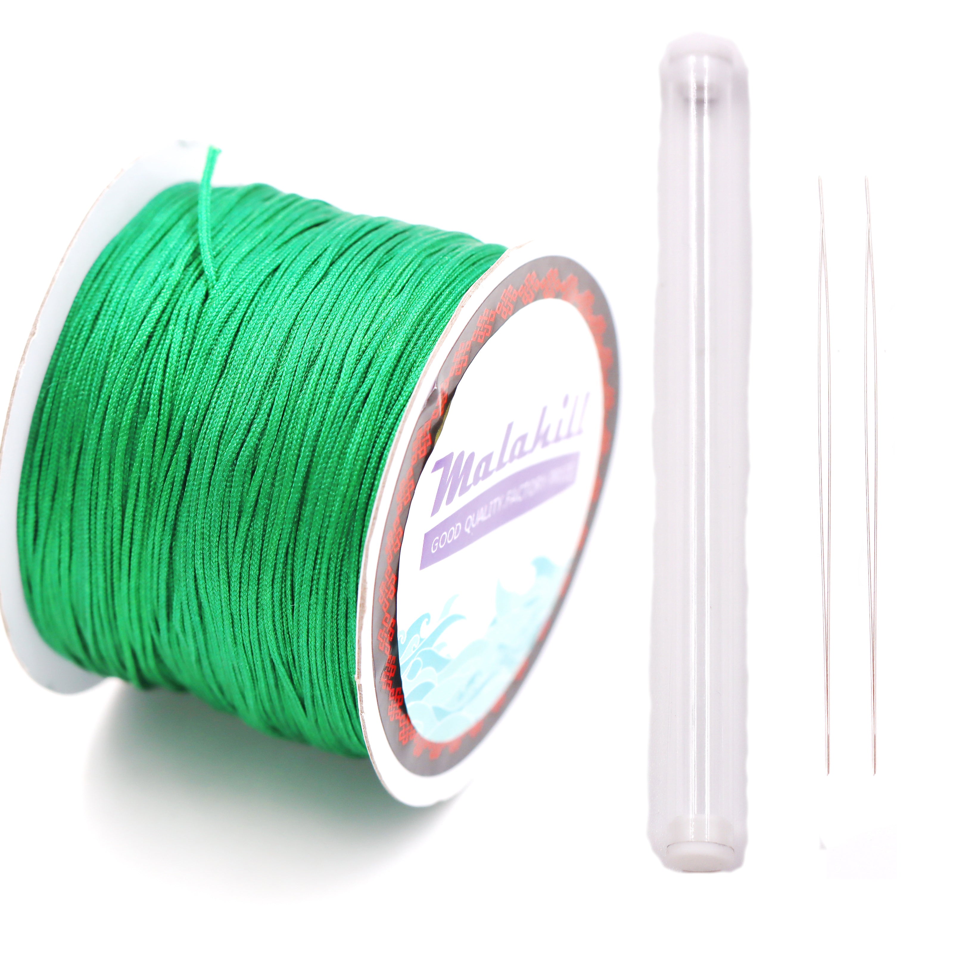 Malahill Inelastic Beading Cord for Necklace, sold per bag 1 roll beading cord 2 pieces beading needle inside